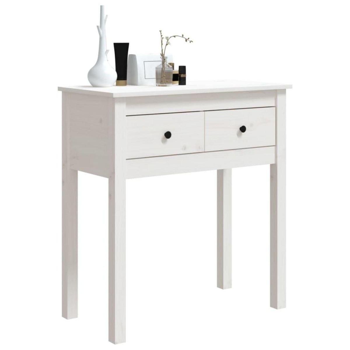 VIDAXL Table console Blanc 70x35x75 cm Bois massif de pin