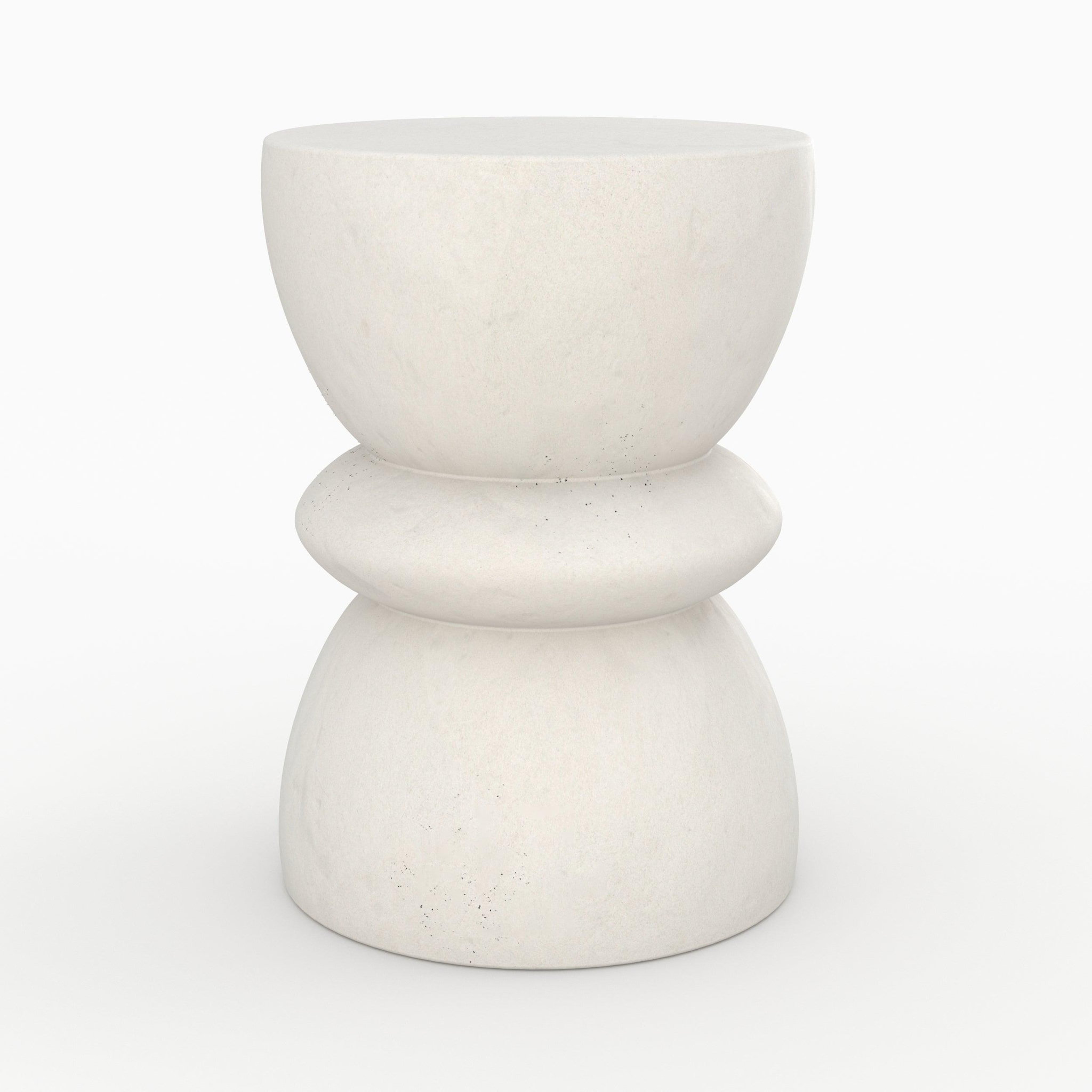 MAISON PAVANE Table d'appoint ronde blanche en fibre d'argile effet béton D35 cm-Maupiti