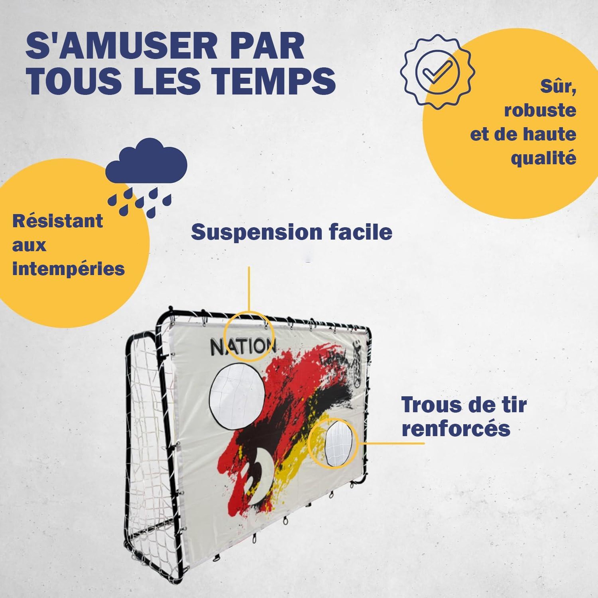 Voir la diapositive 5 : BEST SPORTING Filet de tir Nation D avec 2 trous de tir 193 x 150 cm