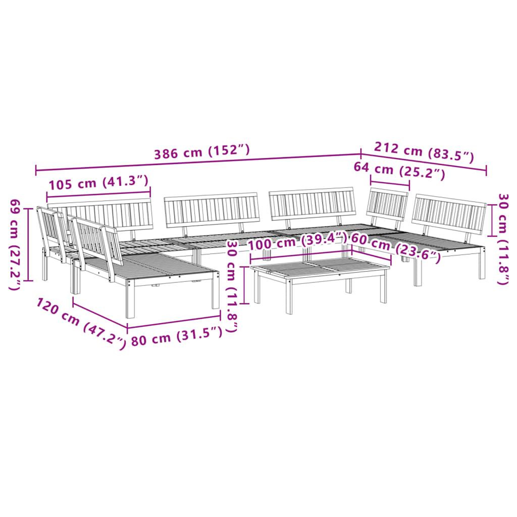 Voir la diapositive 6 : VIDAXL Salon palette de jardin 6 pcs bois d'acacia massif