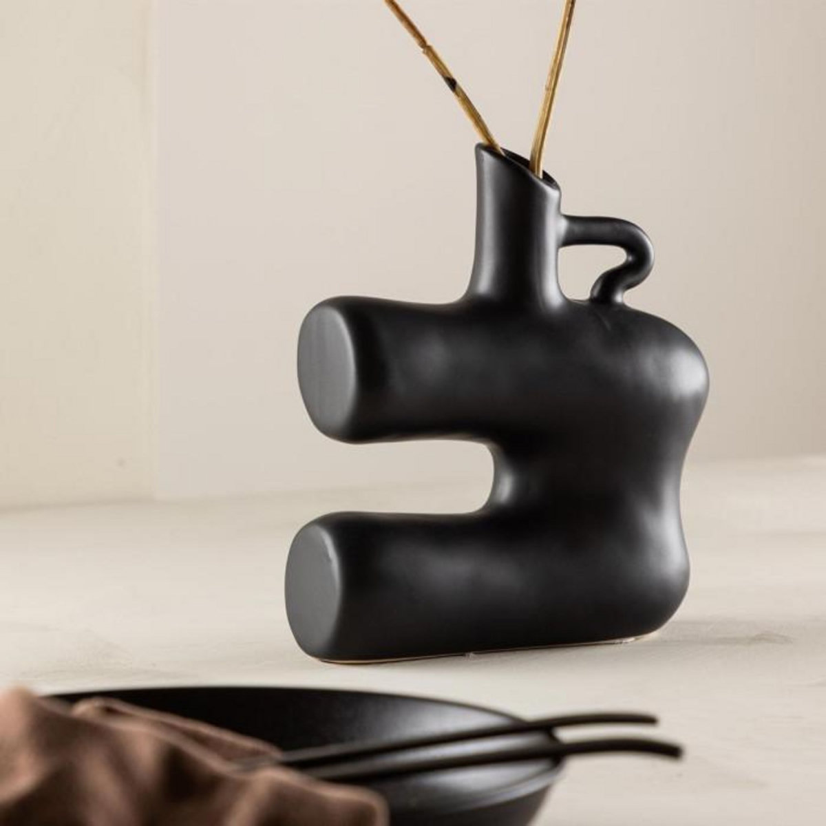 Paris Prix Vase Design en Céramique  Dity  19cm Noir