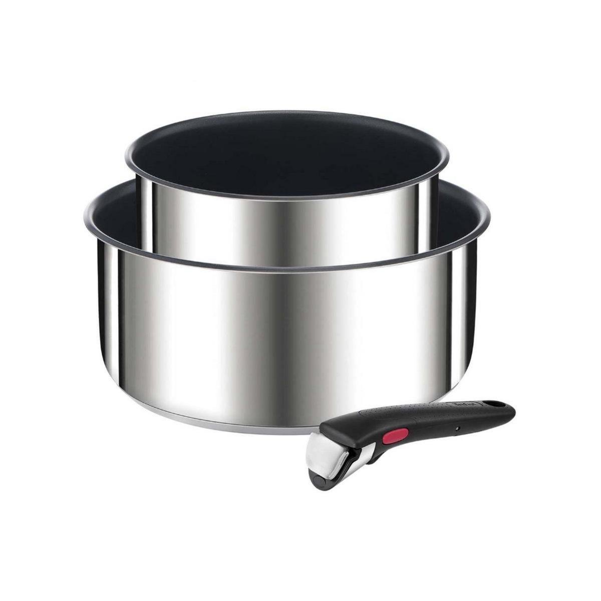 TEFAL Lot de 2 casseroles inox 16/20cm + poignée - L9739202