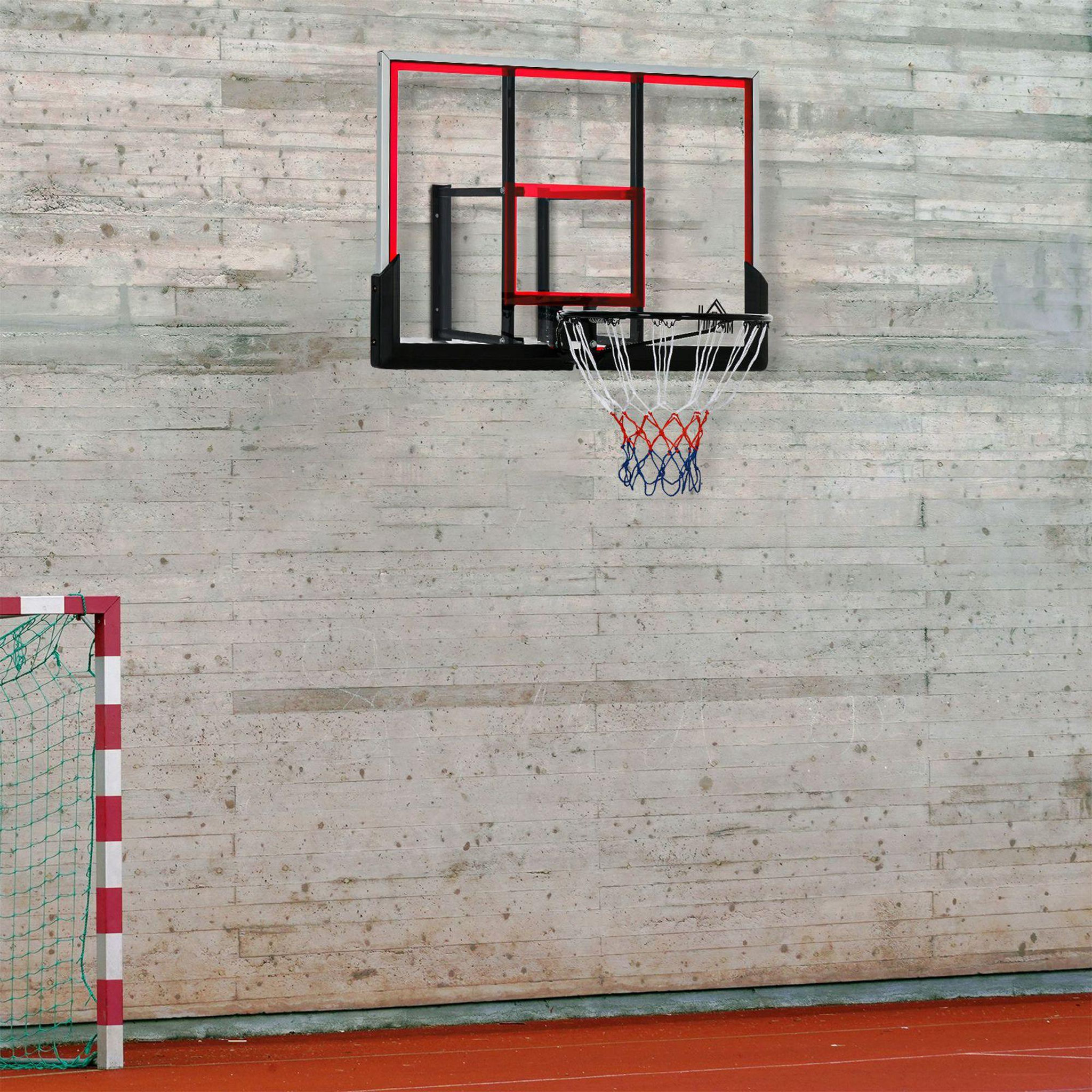 Voir la diapositive 2 : HOMCOM Panier de basket-ball mural avec ressort - panneau de basket à accrocher - visserie incluse - acier pc rouge noir