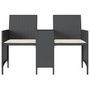 Voir la diapositive 5 : VIDAXL Canape de jardin 2 places avec table et tabourets noir rotin