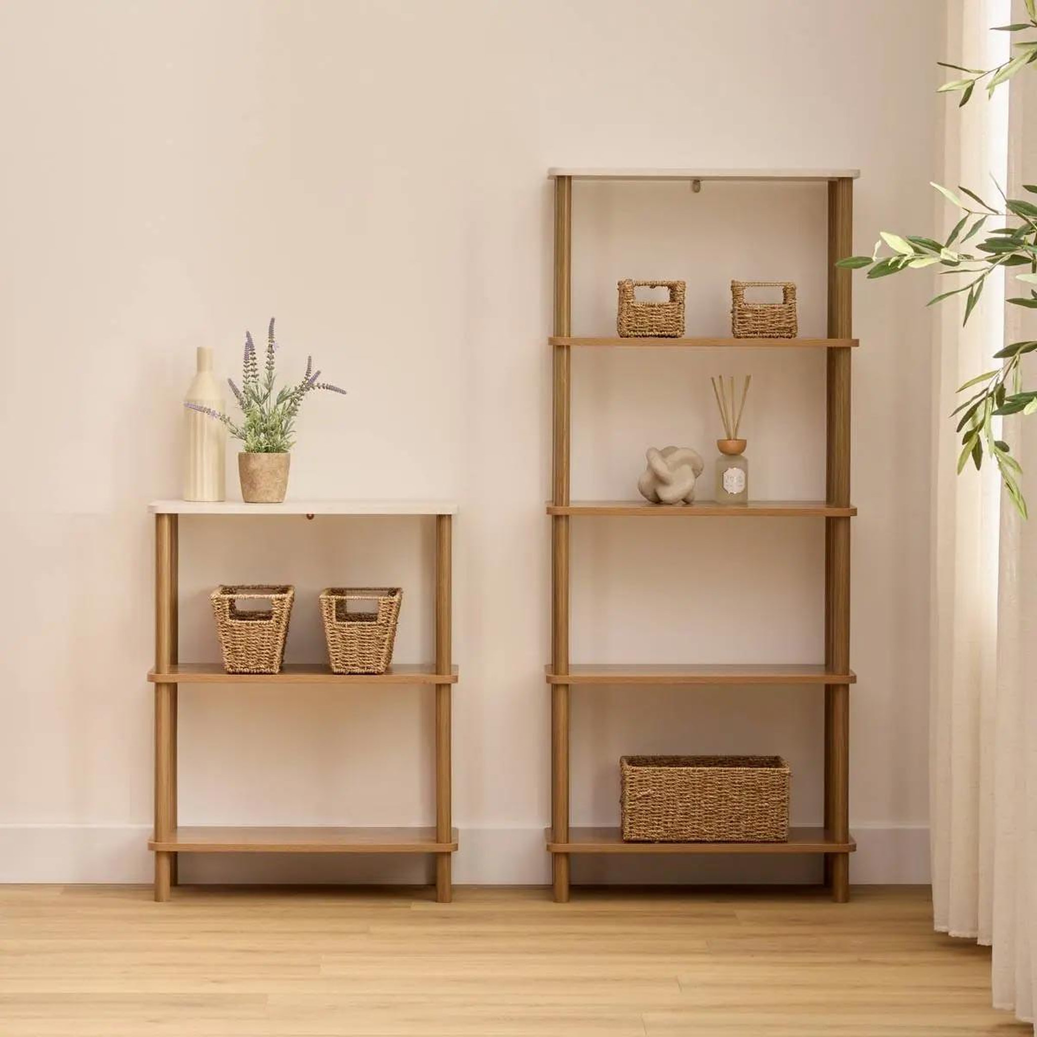 Voir la diapositive 4 : FIVE Étagère 3 niveaux design  côme  76cm marron