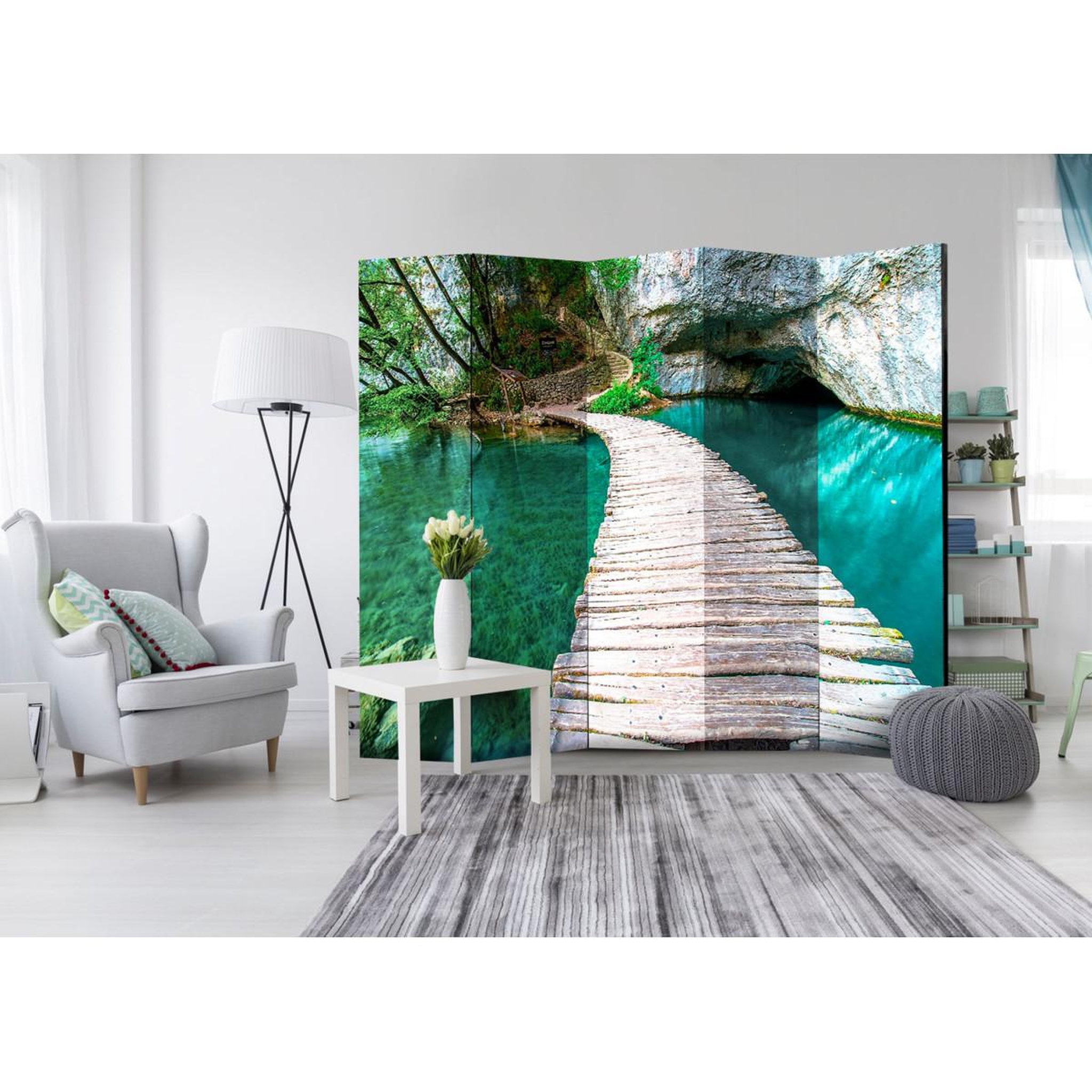 Voir la diapositive 2 : Paris Prix Paravent 5 volets  emerald lake  172x225cm