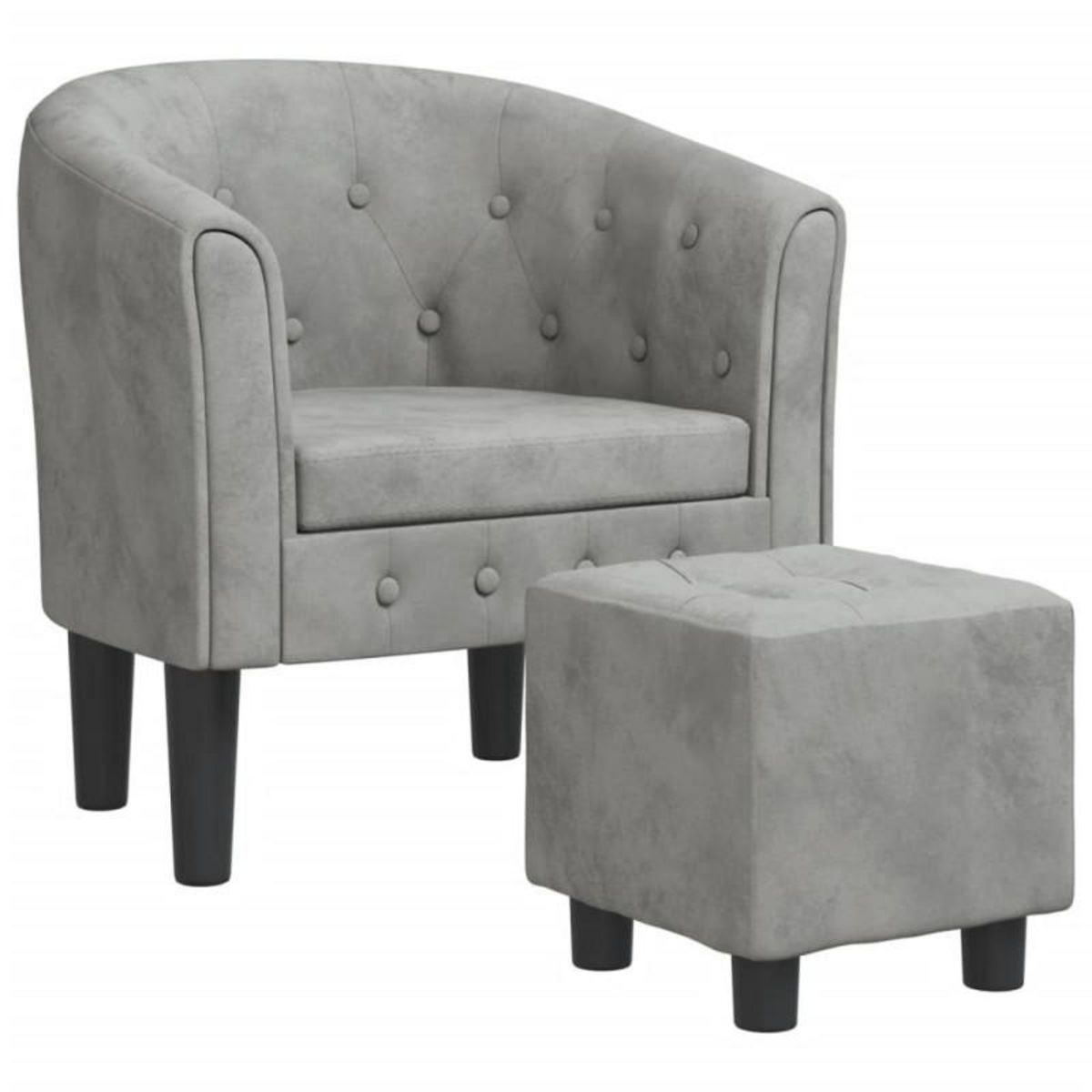 VIDAXL Fauteuil avec repose pied gris clair velours