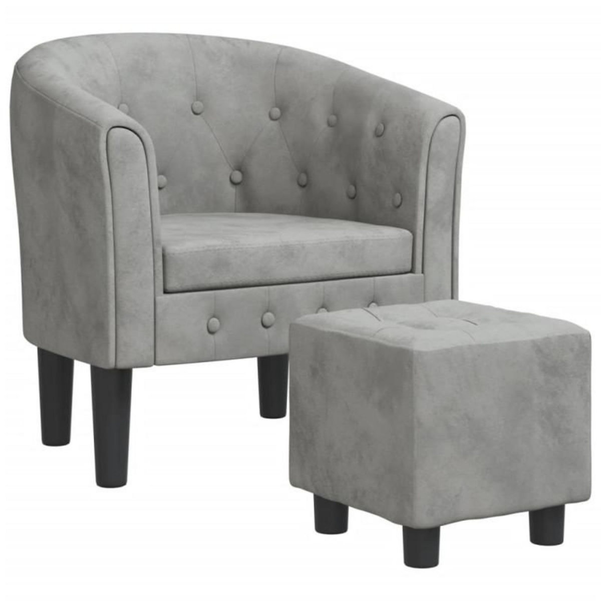 VIDAXL Fauteuil avec repose pied gris clair velours