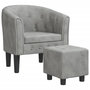 Voir la diapositive 2 : VIDAXL Fauteuil avec repose pied gris clair velours
