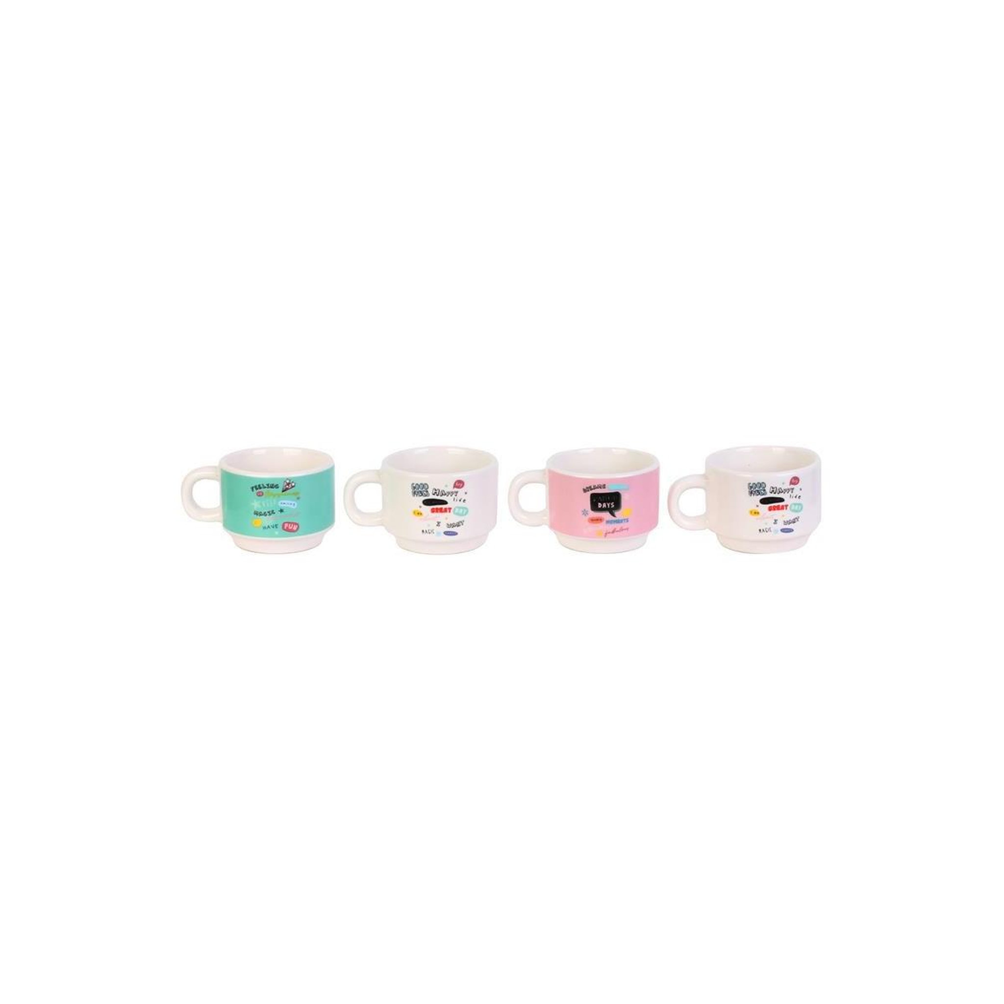 The Home Deco Factory Lot de 4 tasses empilables  expresso  9cm multicolore