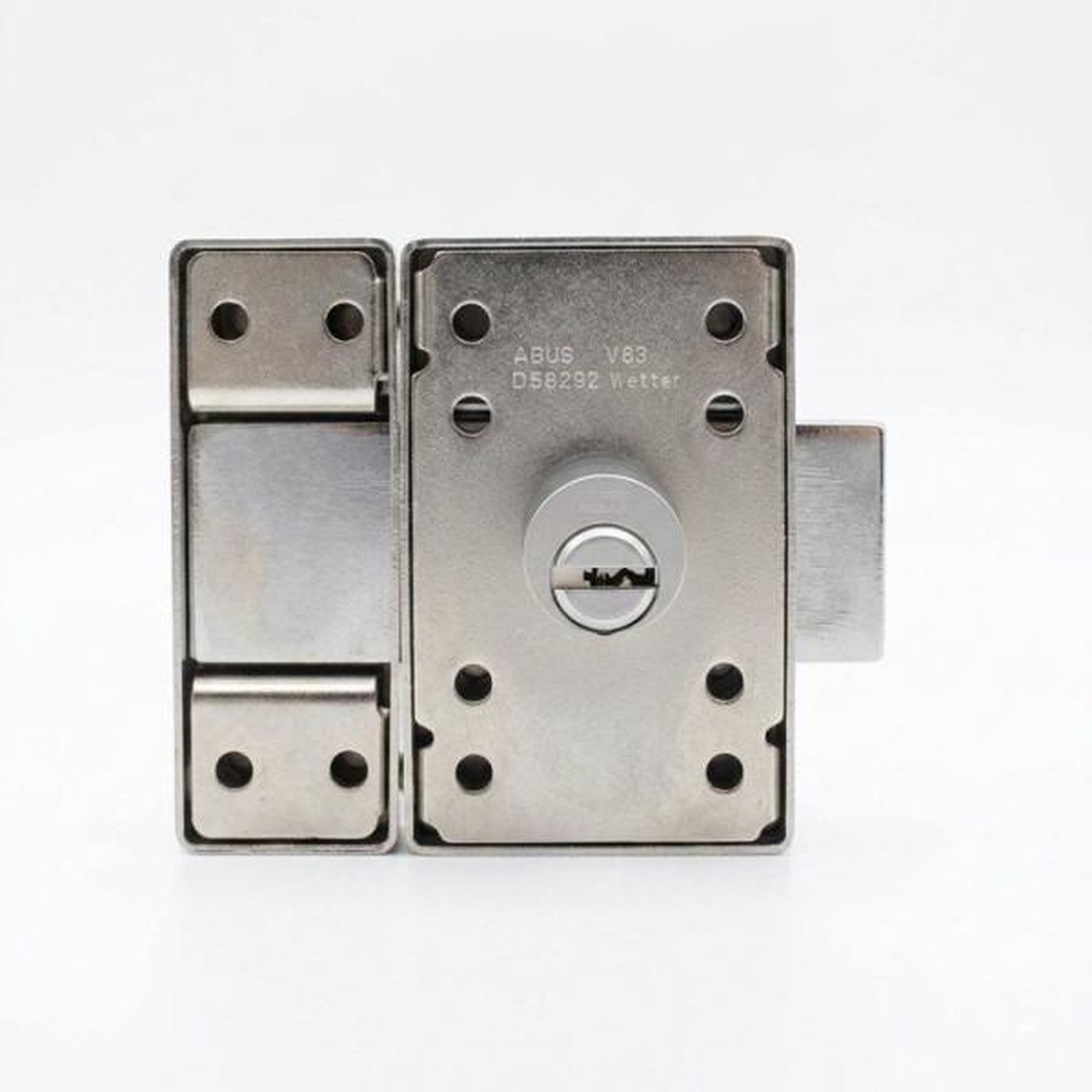 ABUS Verrou de porte haute sécurité - ABUS - VP12R CC 45 F9 - Double cylindre - Acier brossé - 12 goupilles