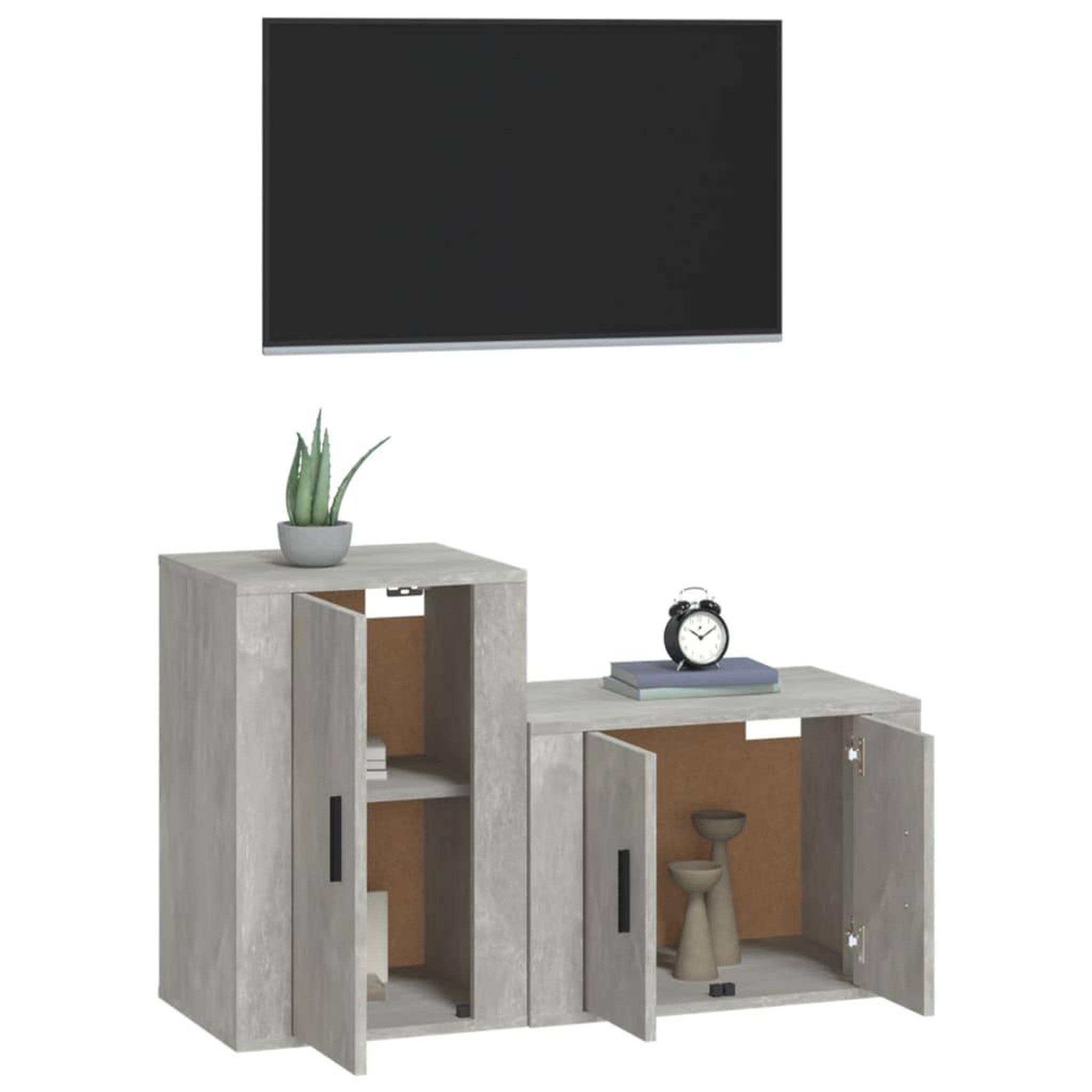 Voir la diapositive 3 : VIDAXL Ensemble de meubles TV 2 pcs gris beton bois d'ingenierie