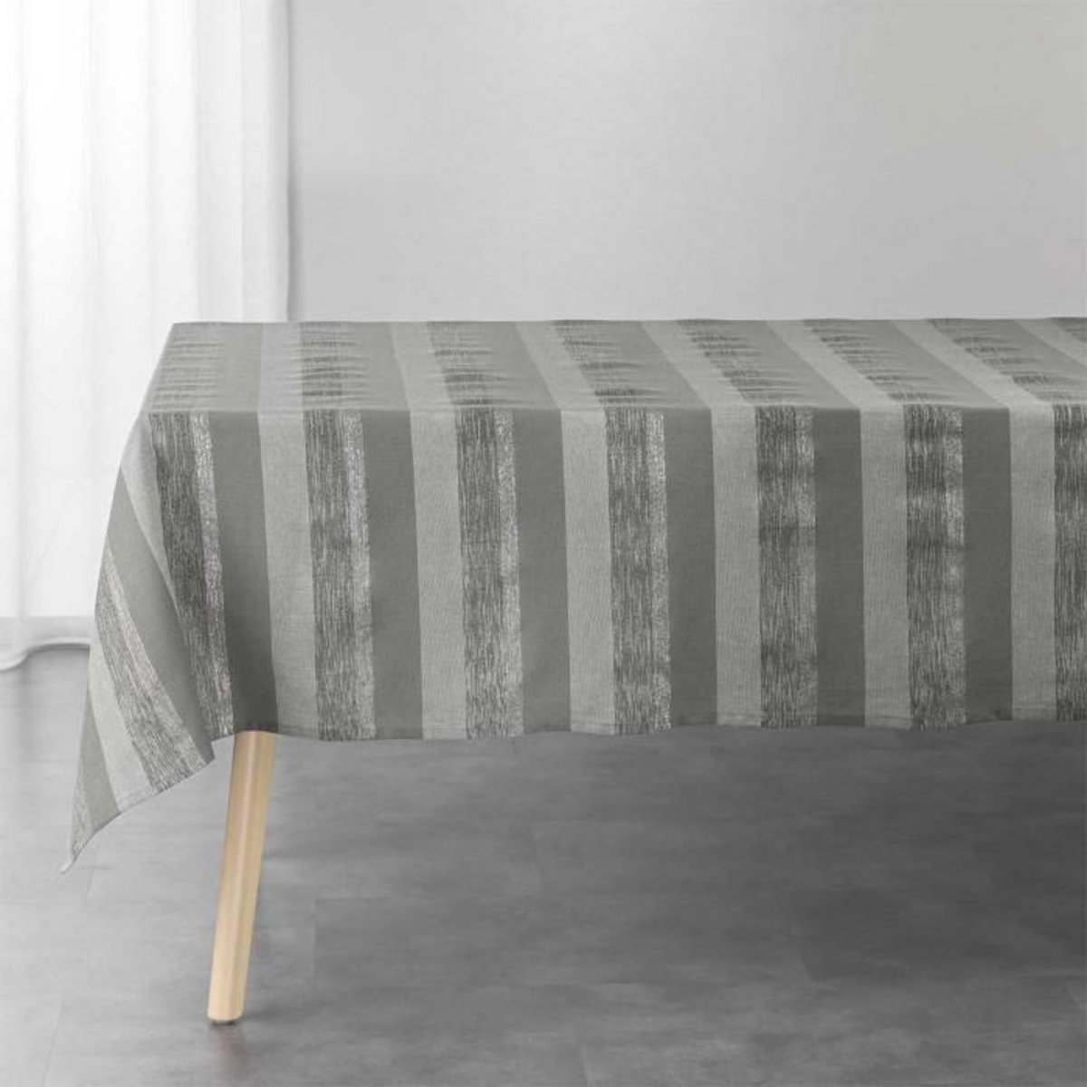 Paris Prix Nappe en Coton Tissée  Eldora  140x240cm Gris