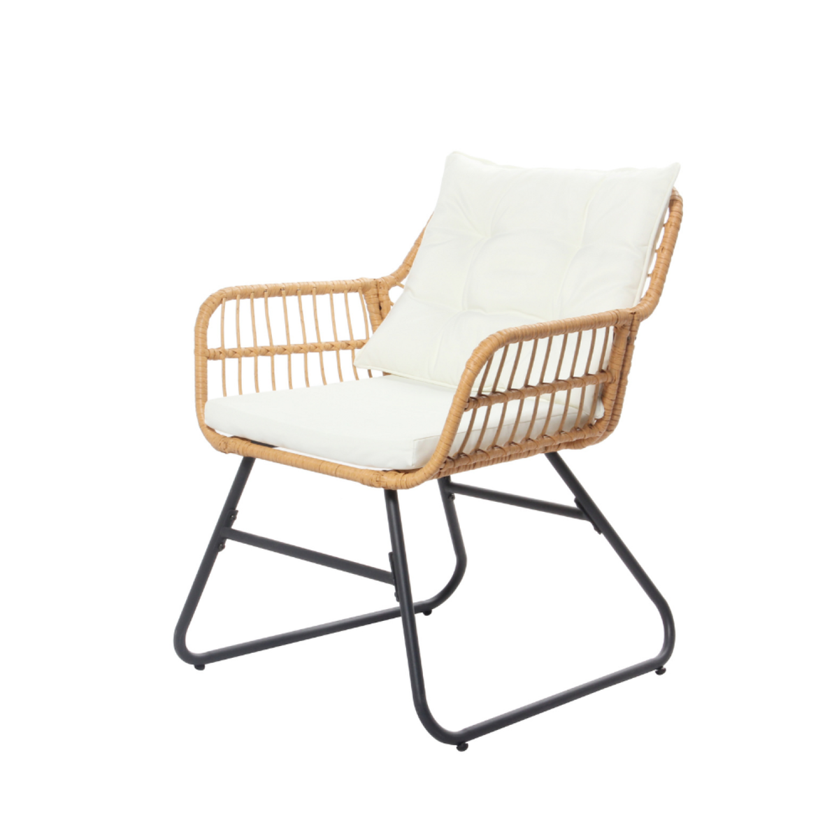 CONCEPT USINE Salon de jardin bas 4 places effet rotin GRENADE