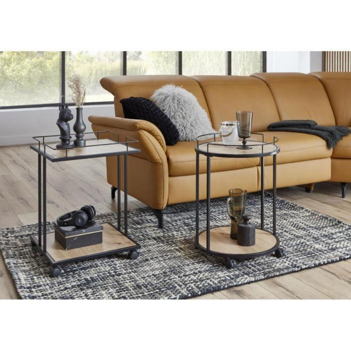 Paris Prix Desserte de Cuisine  Ascola  60cm Noir & Chêne