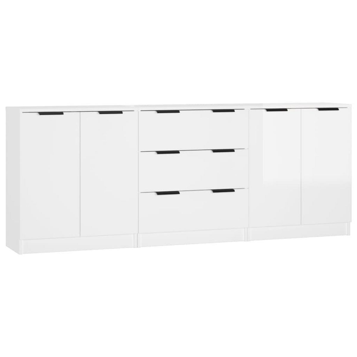 VIDAXL Buffets 3 pcs blanc brillant bois d'ingenierie