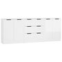Voir la diapositive 2 : VIDAXL Buffets 3 pcs blanc brillant bois d'ingenierie