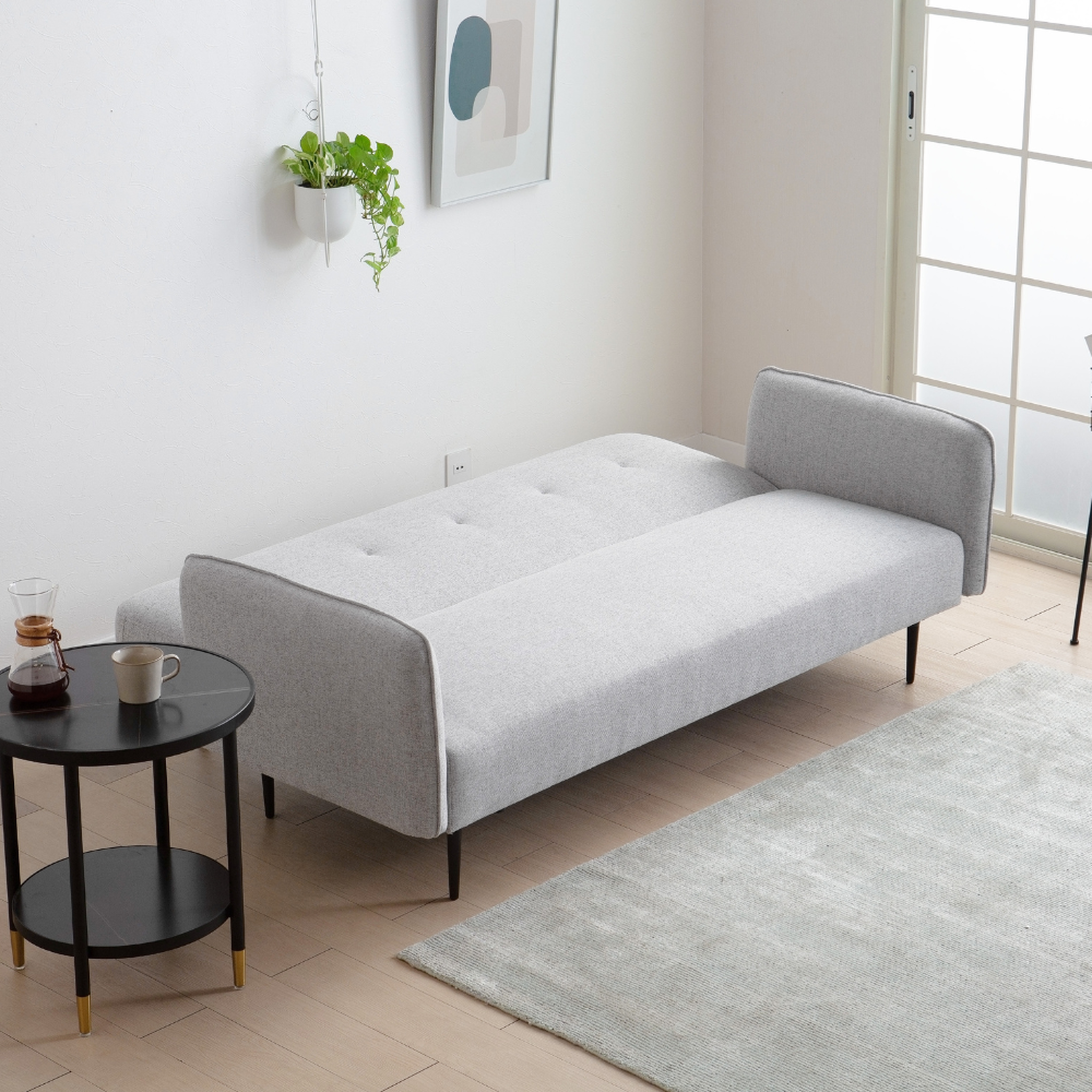 Voir la diapositive 4 : CONCEPT USINE Canapé convertible 3 places en tissu gris berne