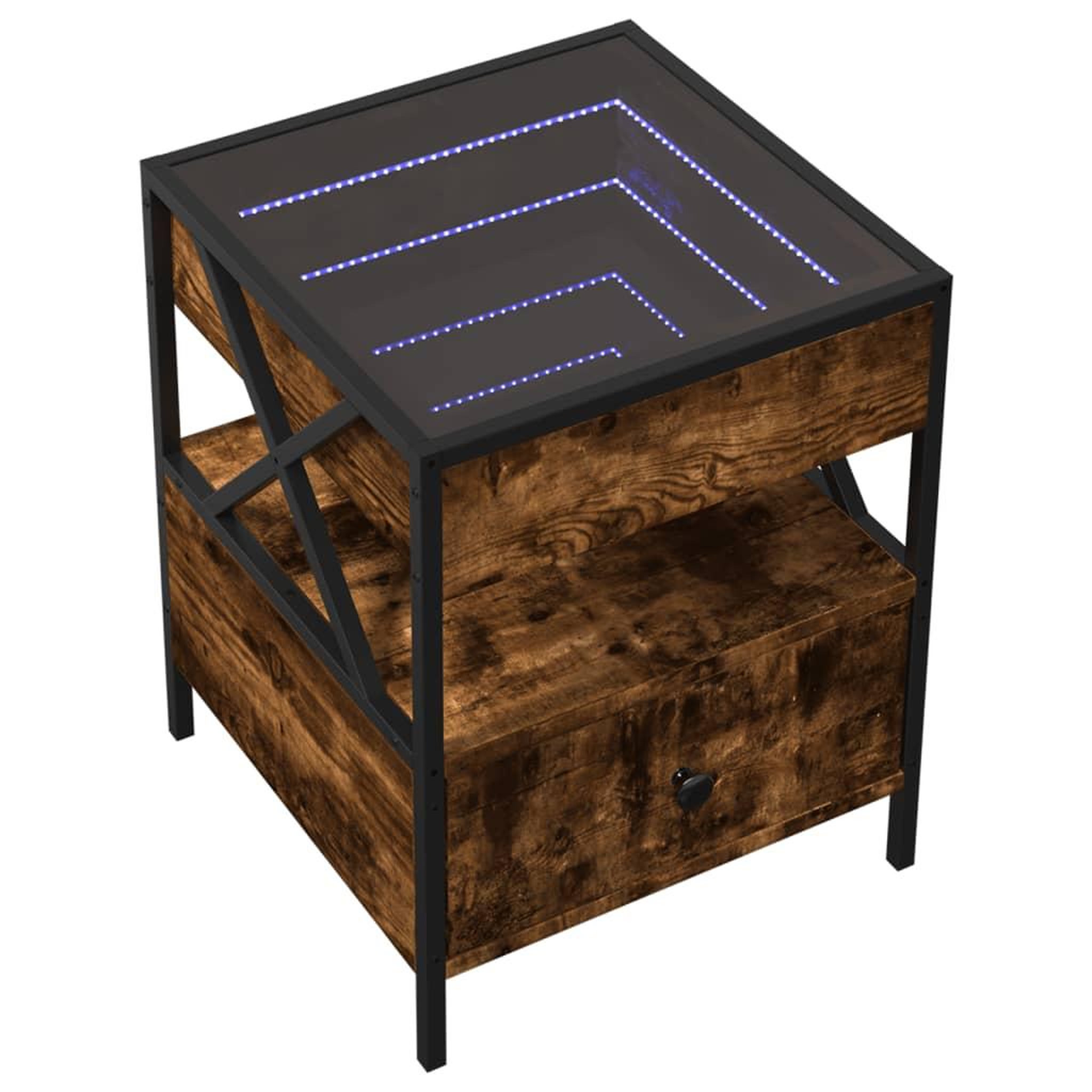 Voir la diapositive 3 : VIDAXL Table basse avec LED Infinity chene fume 40x40x51 cm