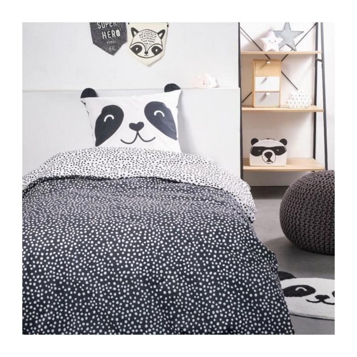 Today Parure de lit TODAY - housse de couette 140x200 + 2 taies d'oreiller 63x63 - 1 personne - FUNNY2.8 - Vert