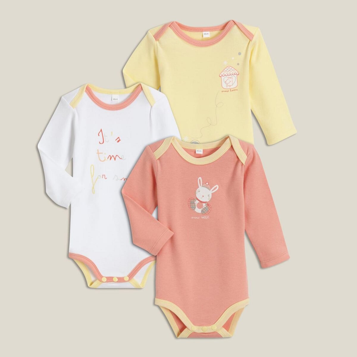 IN EXTENSO Lot de 3 bodies manches longues bébé