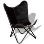 Voir la diapositive 3 : VIDAXL Chaise papillon noir et blanc cuir de vache