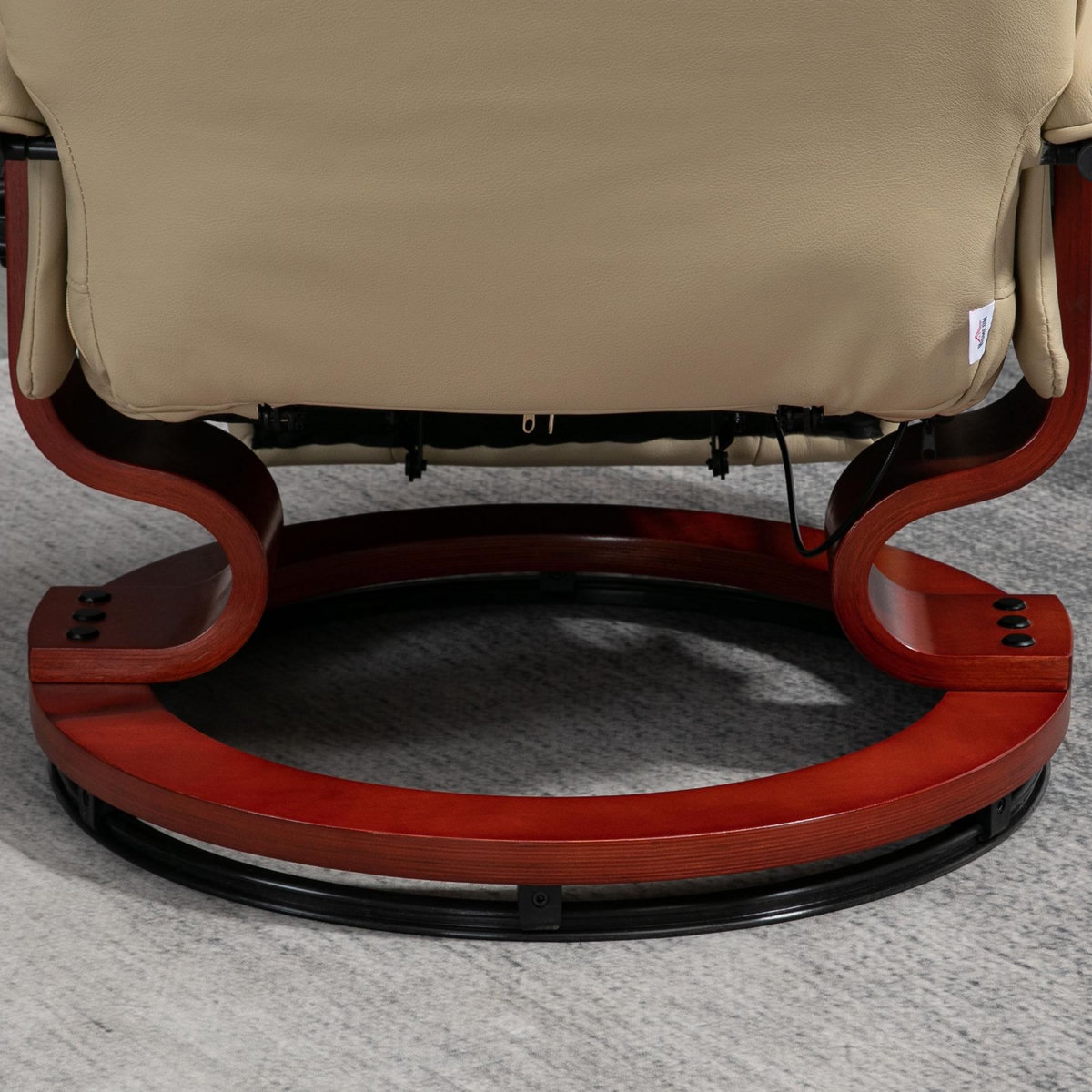 HOMCOM Fauteuil relax inclinable repose-pied réglable pivotant 360° bois synthétique crème