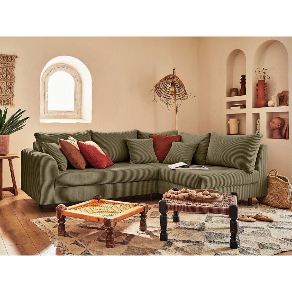 LISA DESIGN Rune - canapé d'angle droit - 4 places - en velours côtelé