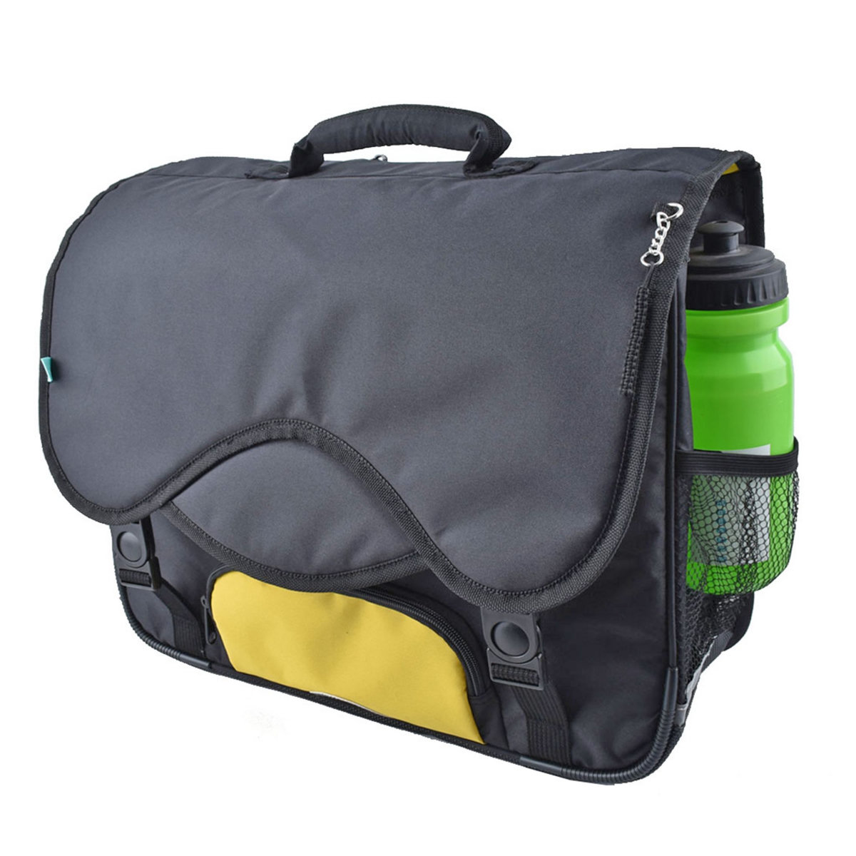 AUCHAN Cartable 41 cm CM1/CM2 noir avec pochette jaune