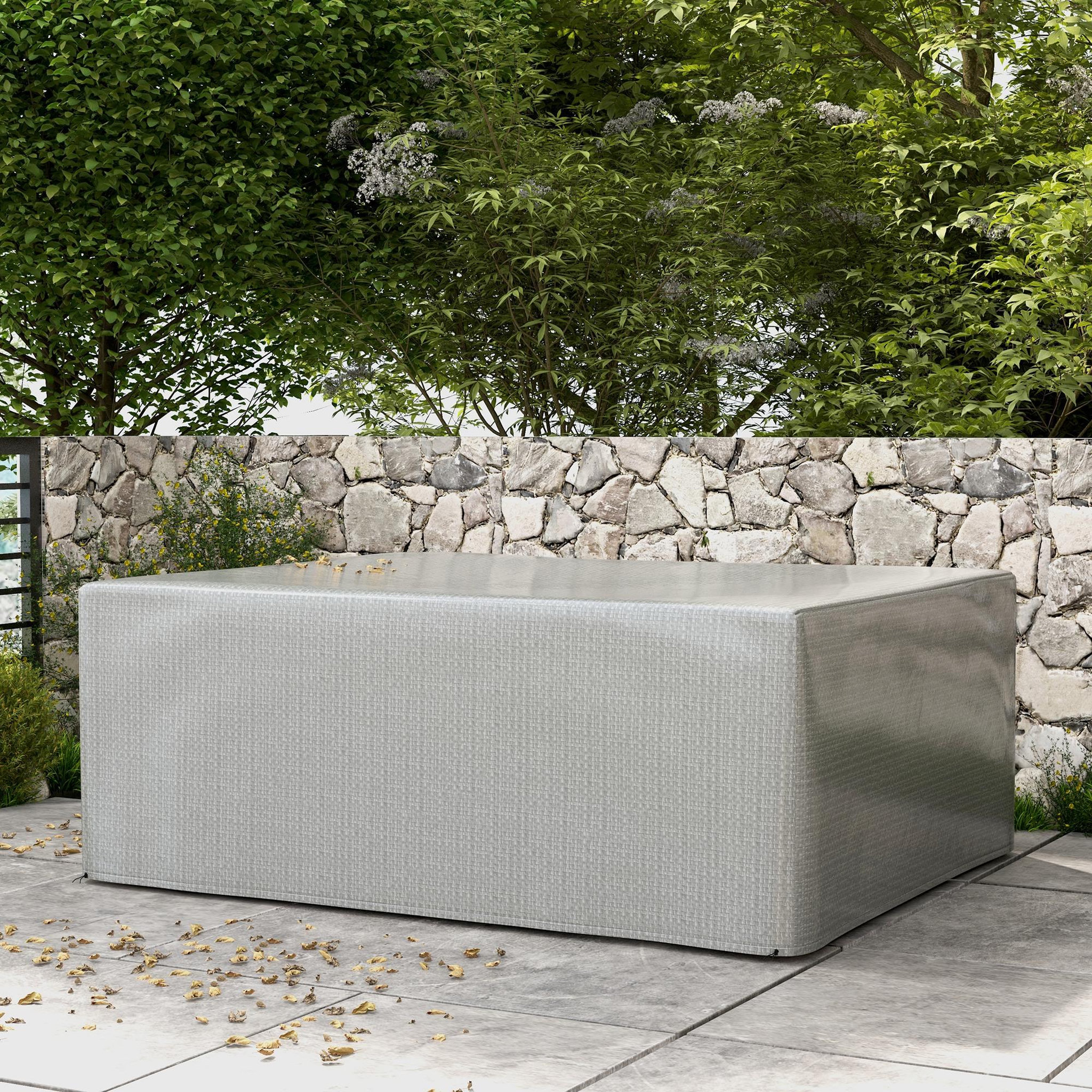 Voir la diapositive 4 : OUTSUNNY Housse de protection mobilier de jardin bâche étanche anti-uv pe haute densité gris