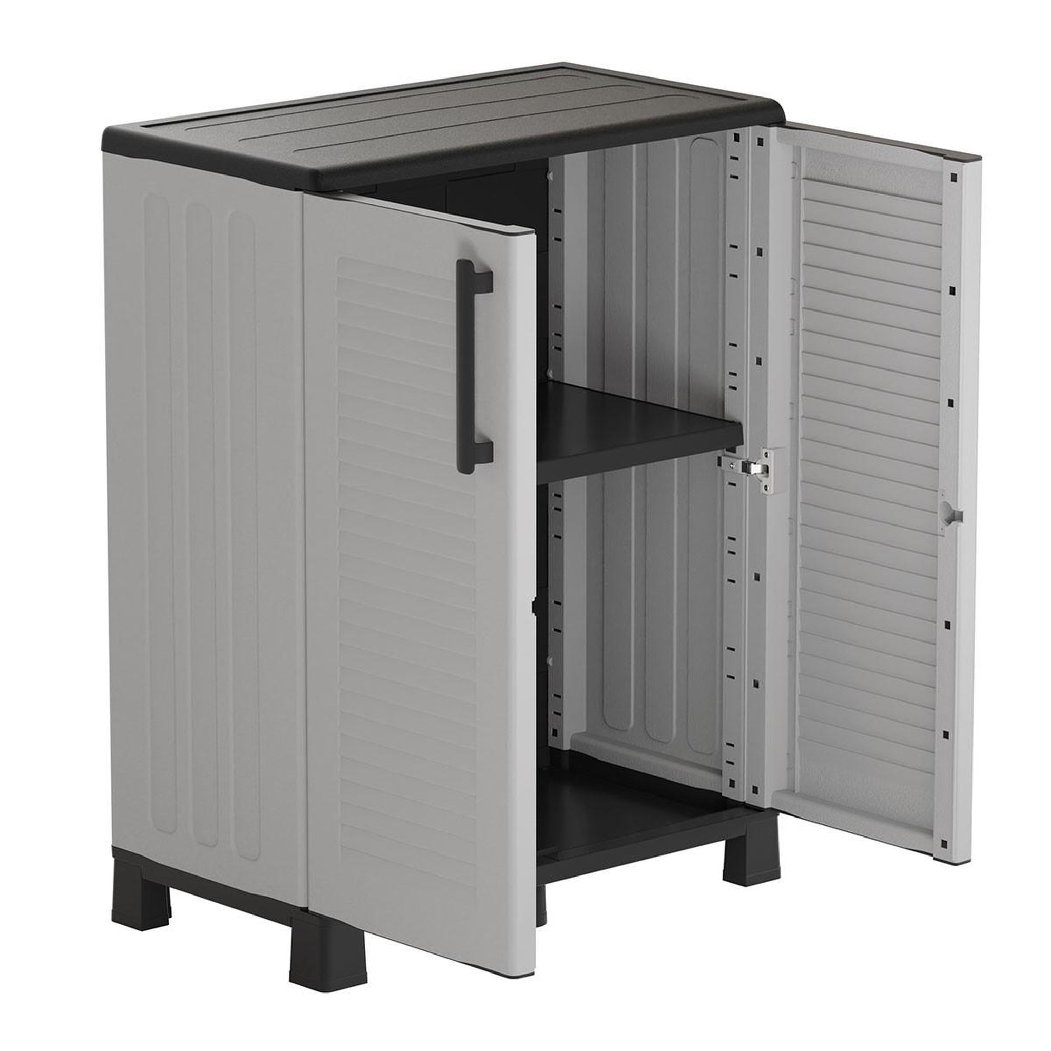 Voir la diapositive 2 : ART PLAST Armoire de rangement 2 portes gris 68x37x90cm - meuble de rangement garage maison terrasse