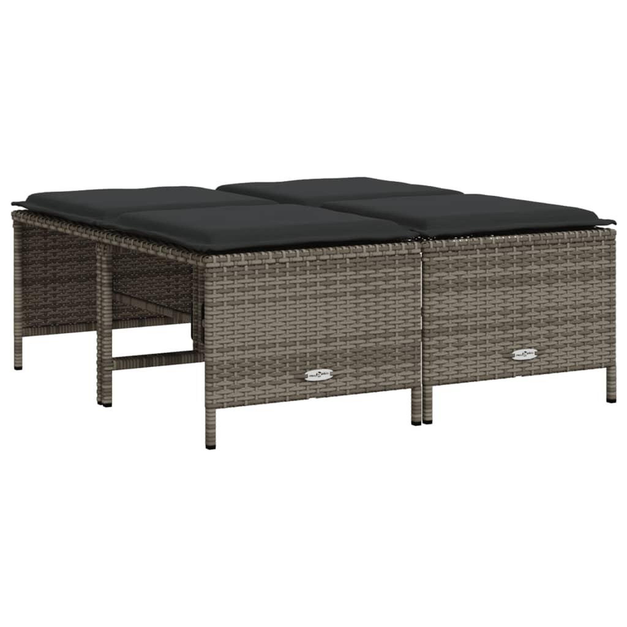 Voir la diapositive 5 : VIDAXL Tabourets de jardin avec coussins lot de 4 gris resine tressee