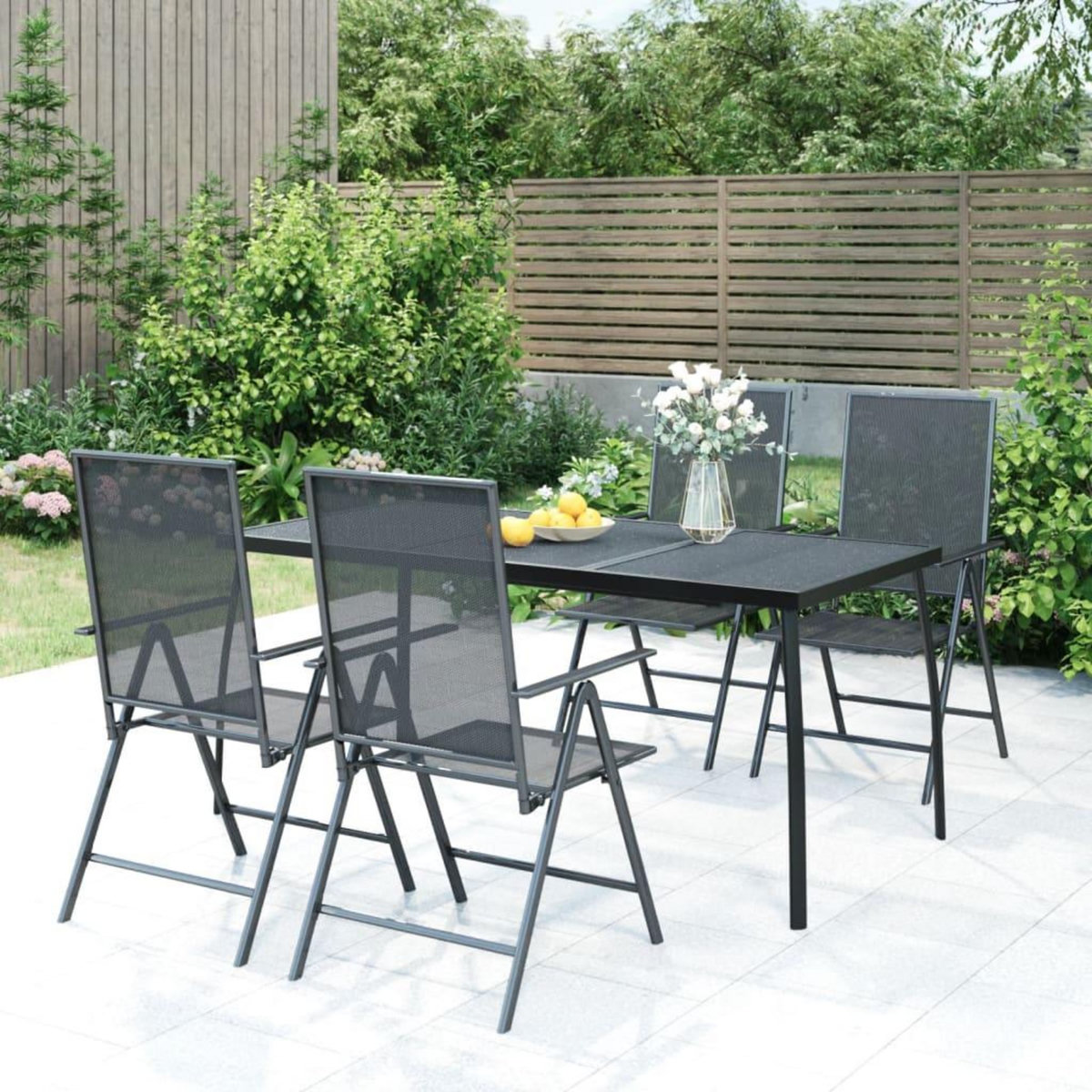 VIDAXL Ensemble a manger de jardin 5 pcs anthracite acier