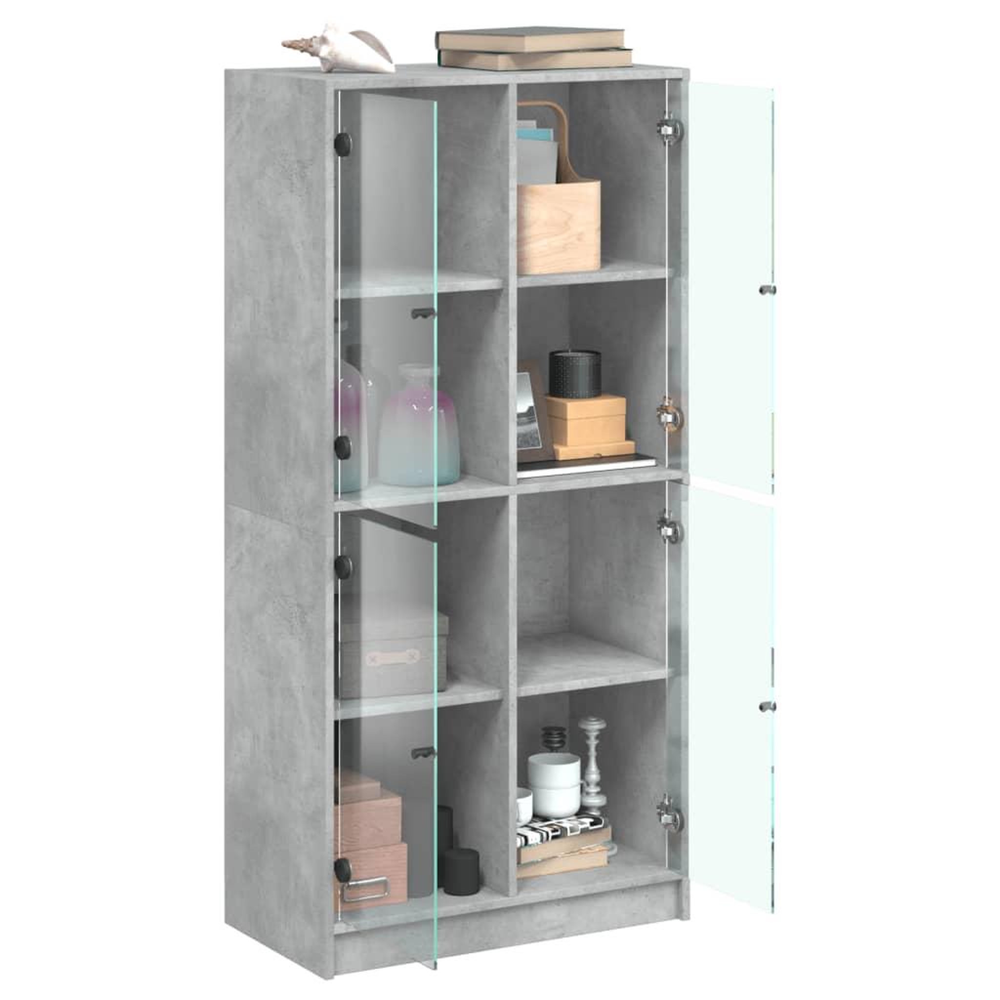 Voir la diapositive 4 : VIDAXL Buffet haut avec portes gris beton 68x37x142 cm bois ingenierie