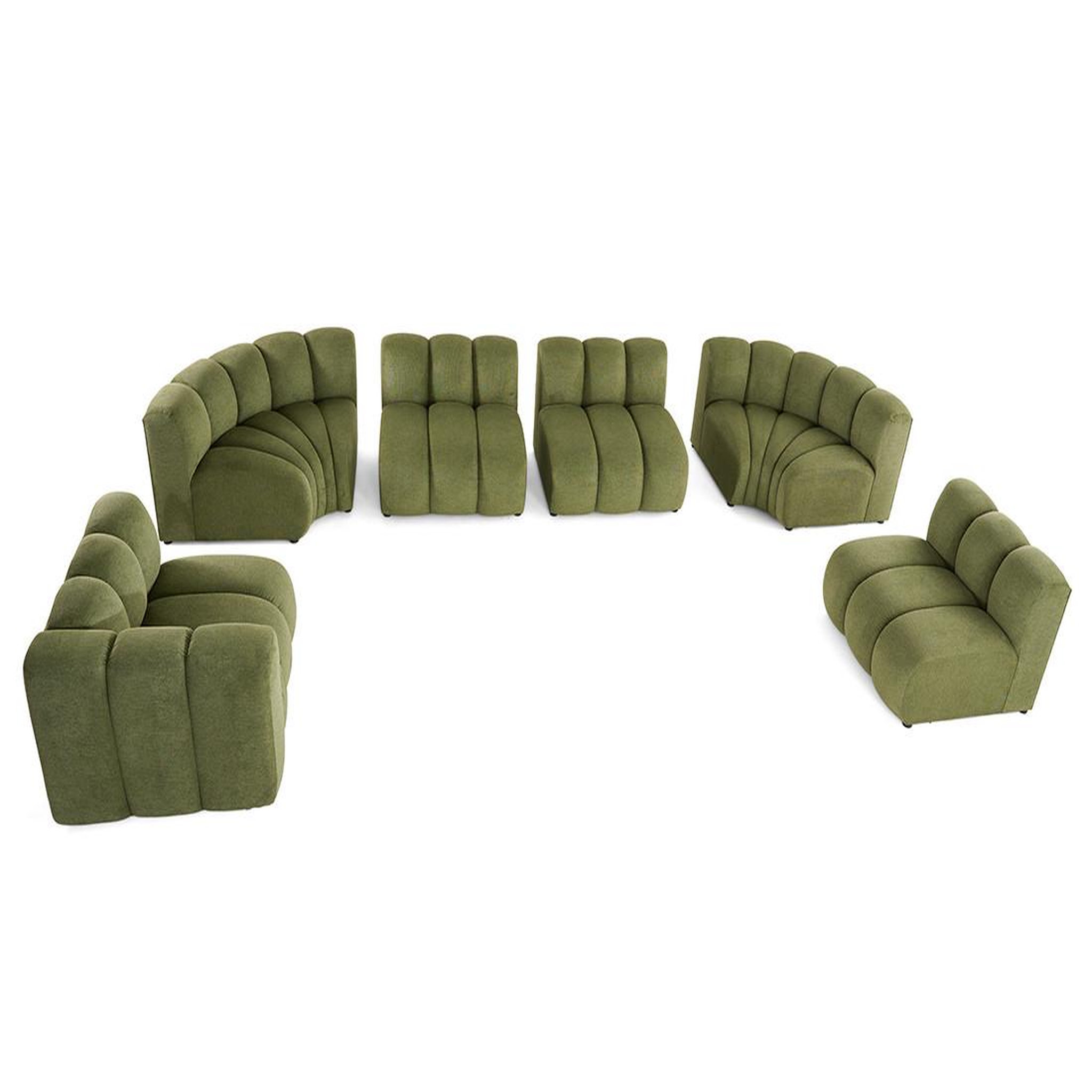 Voir la diapositive 2 : LISA DESIGN Debbie - canapé modulable panoramique d'angle droit 7 places en tissu texturé