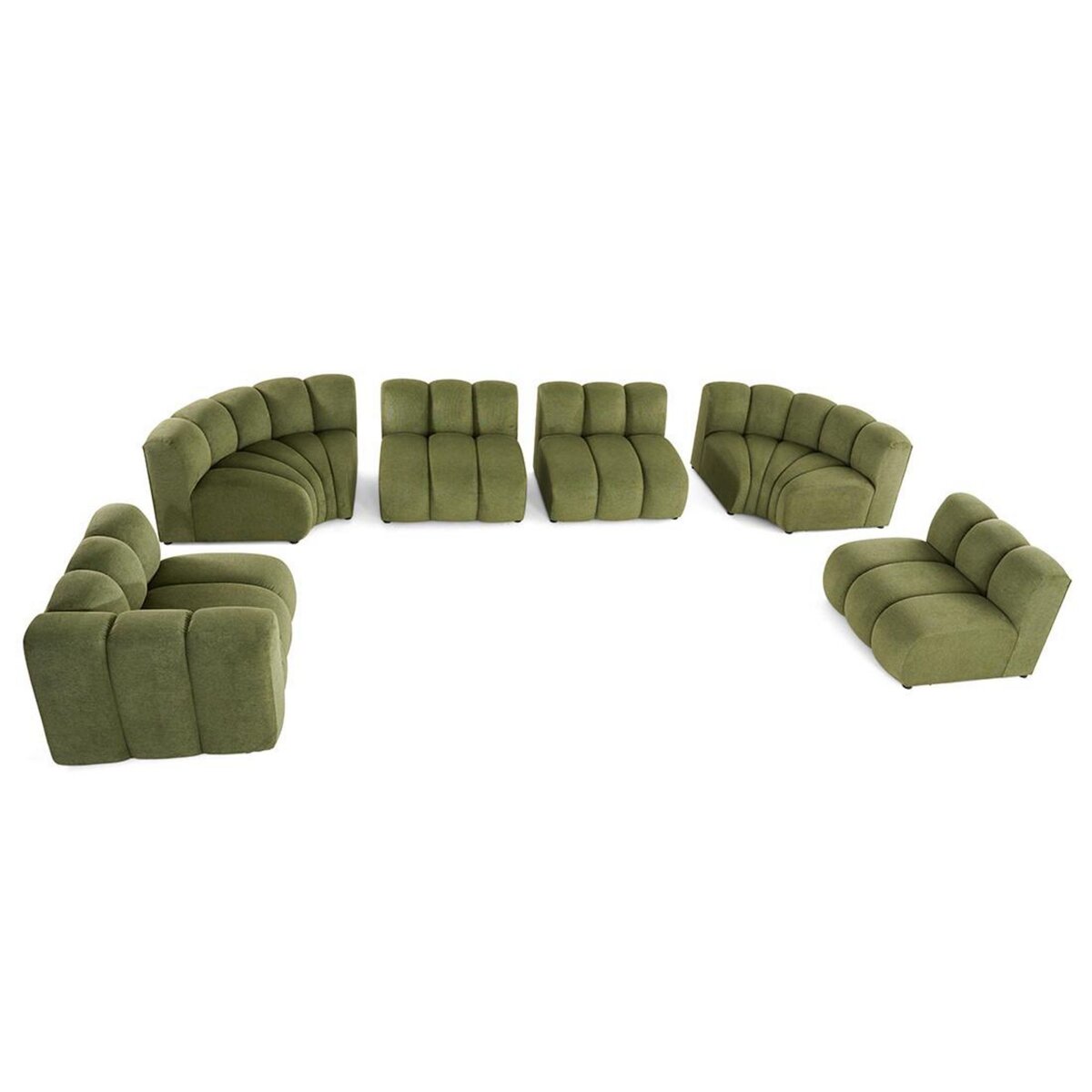 LISA DESIGN Debbie - canapé modulable panoramique d'angle droit 7 places en tissu texturé