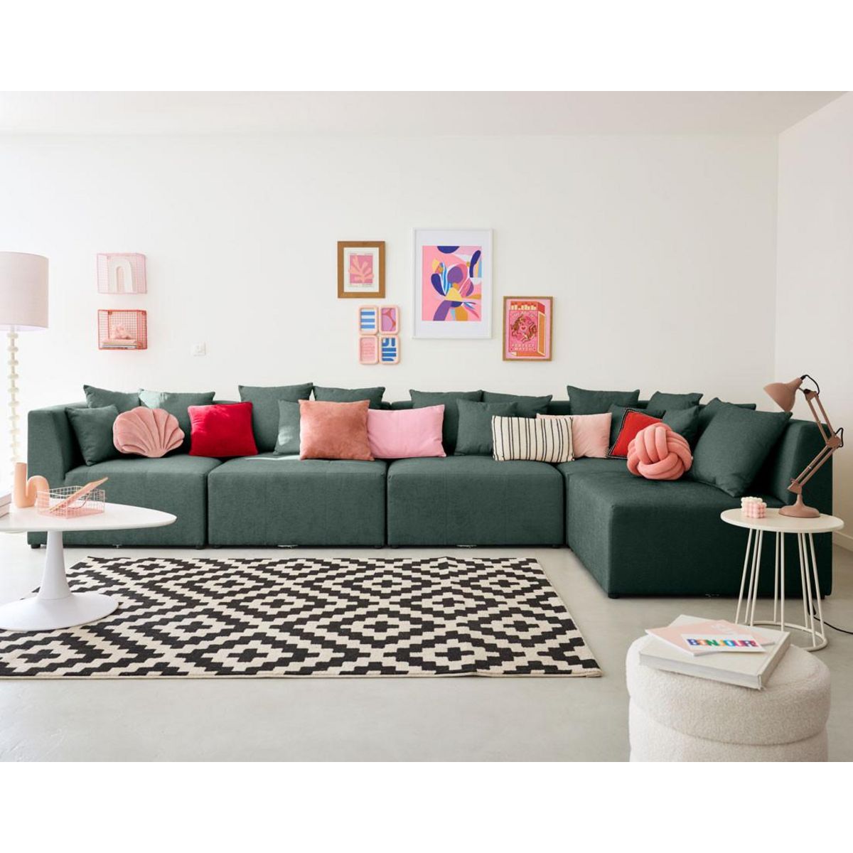 LISA DESIGN Amalfi - canapé modulable d'angle réversible - 5 places - en tissu