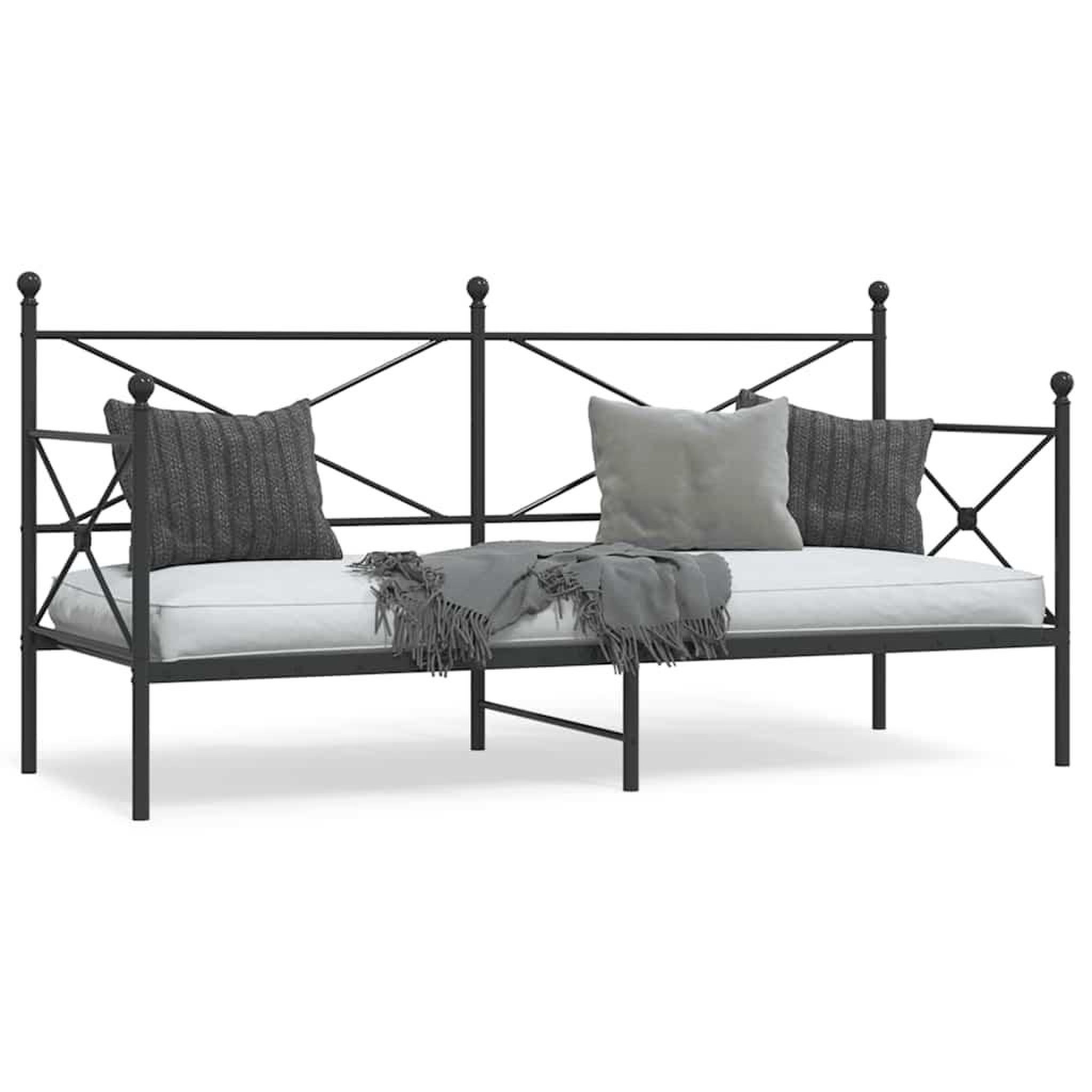VIDAXL Lit de repos sans matelas noir 90x200 cm acier