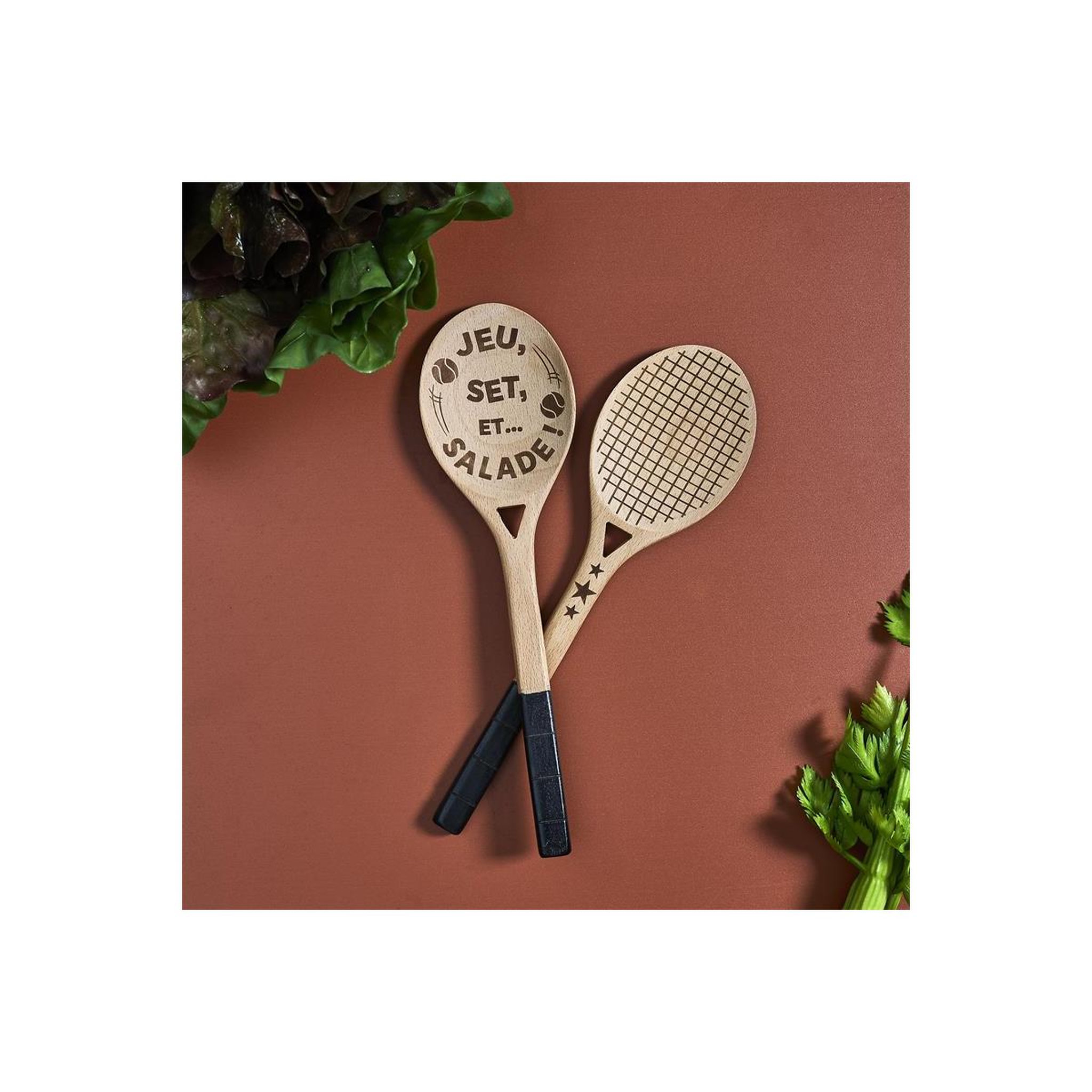 Voir la diapositive 2 : COOK CONCEPT Couverts à salade  raquette  30cm beige