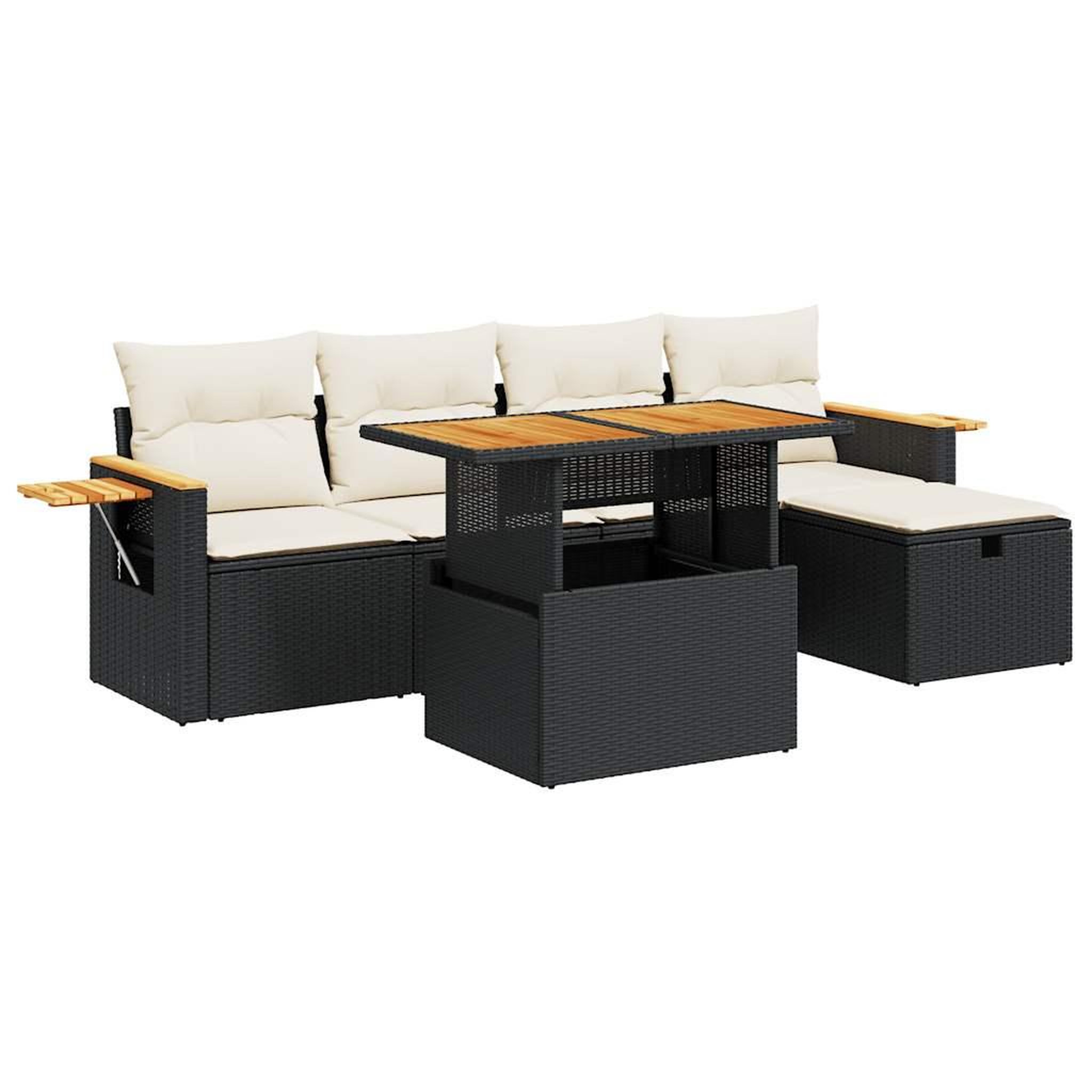 Voir la diapositive 2 : VIDAXL Salon de jardin 6 pcs avec coussins noir resine tressee