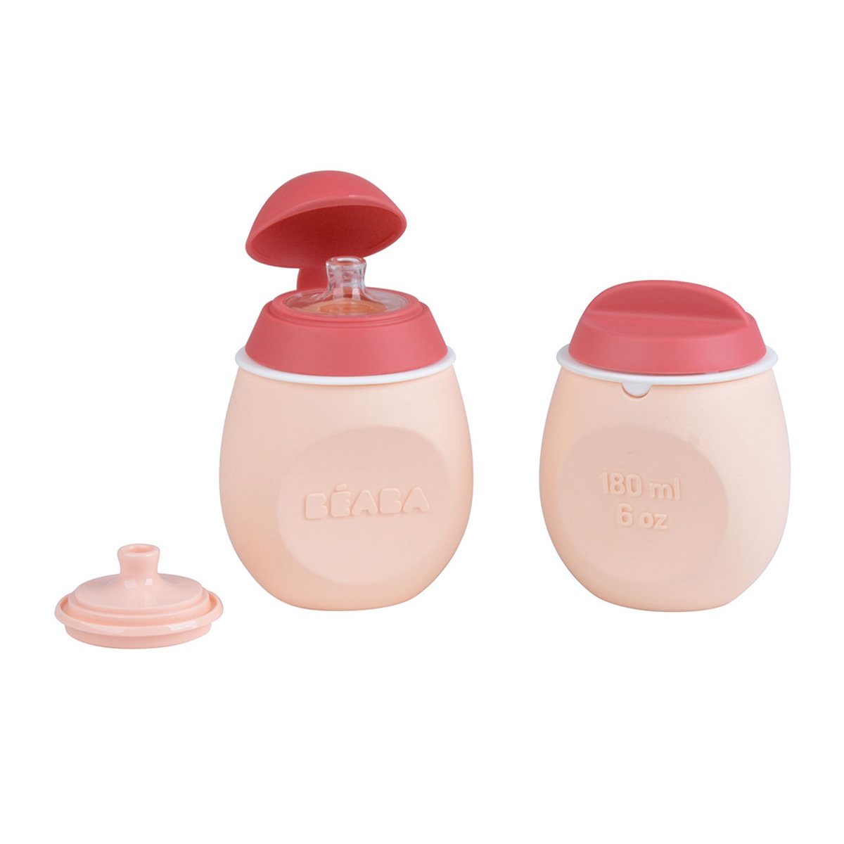 BEABA Lot de 2 BabySqueez' 2 en 1 et Squeez'Portion - Rose