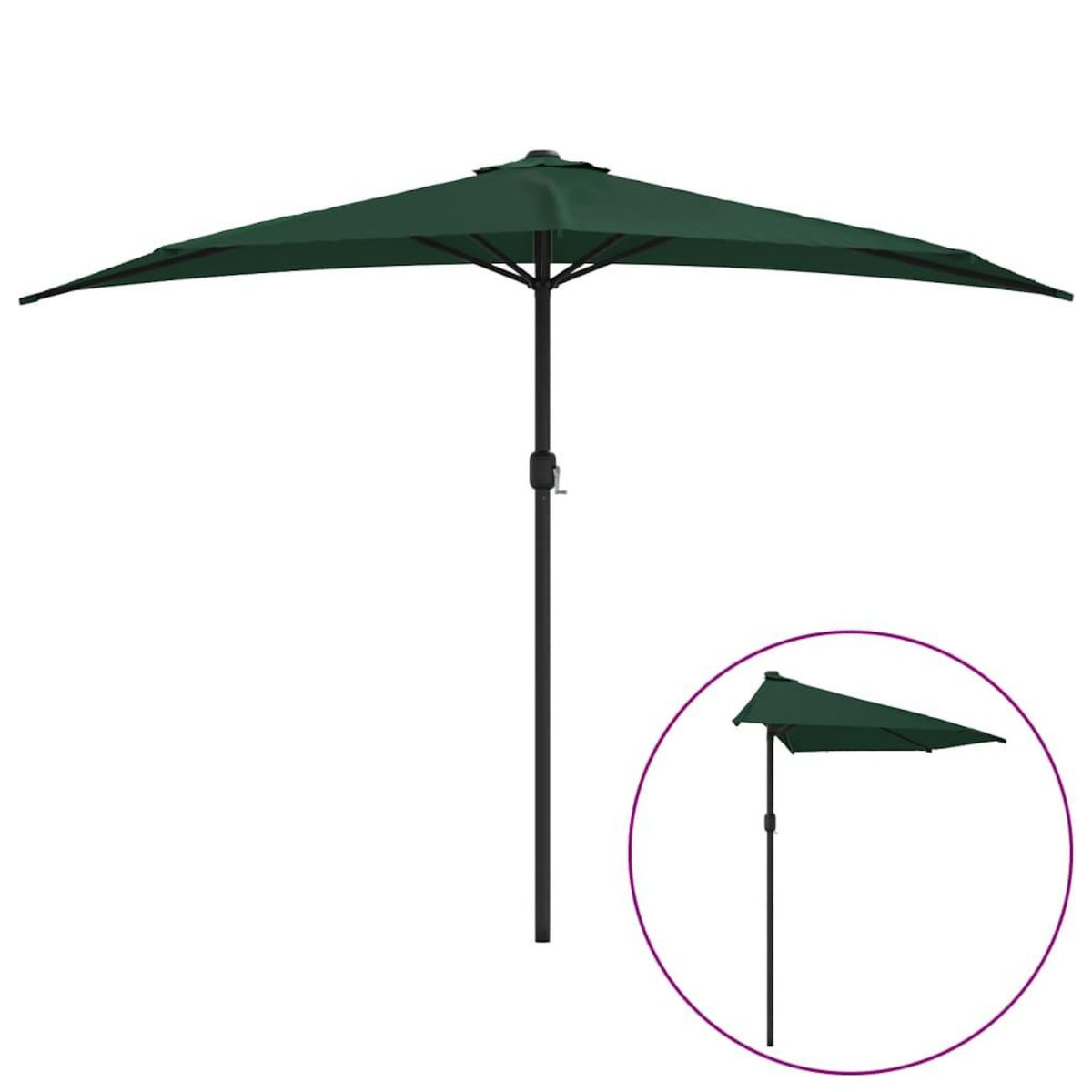 VIDAXL Parasol de balcon avec mat en aluminium Vert 300x155 cm Demi