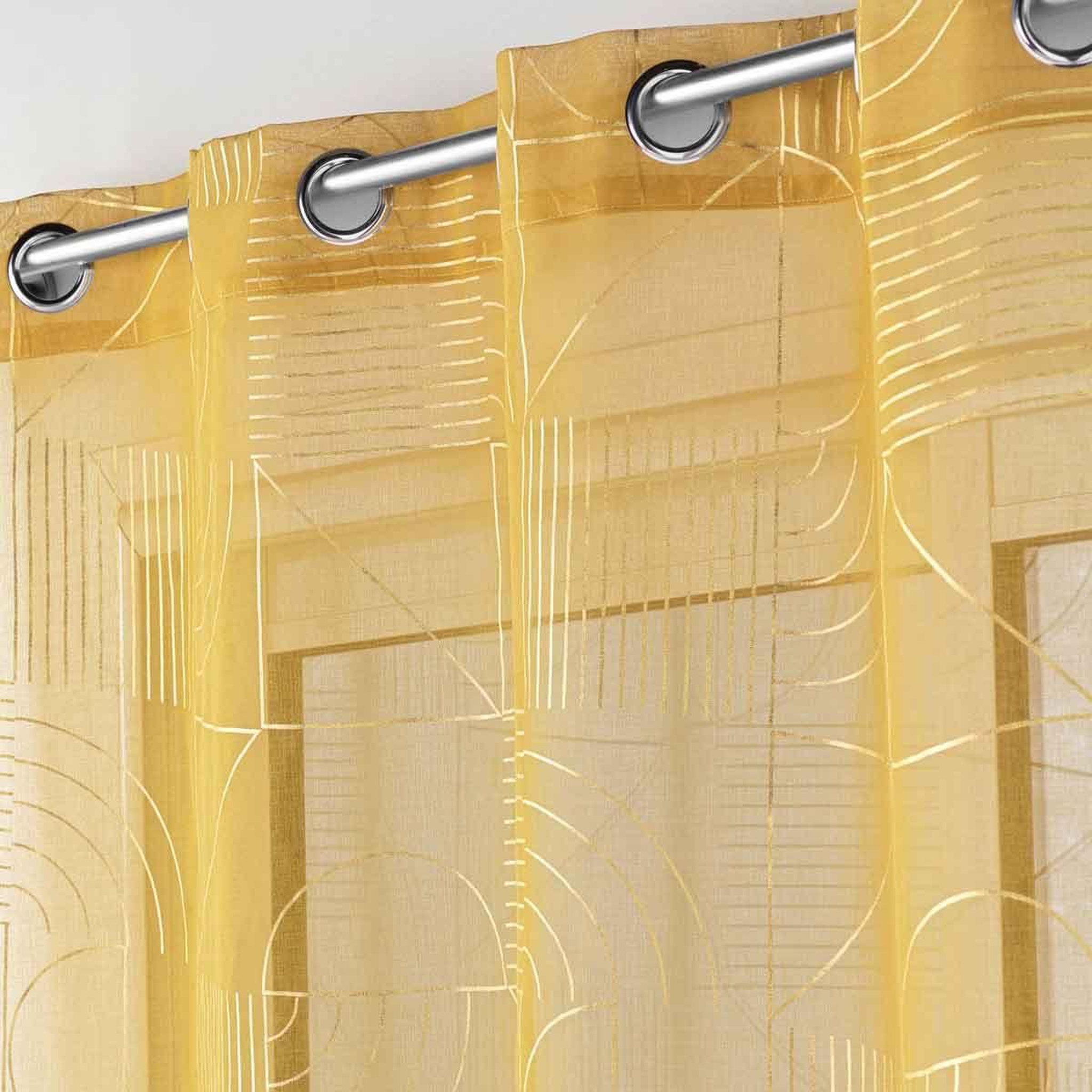 Voir la diapositive 2 : Douceur d'Intérieur Rideau voilage à œillets  lineor  140x240cm jaune