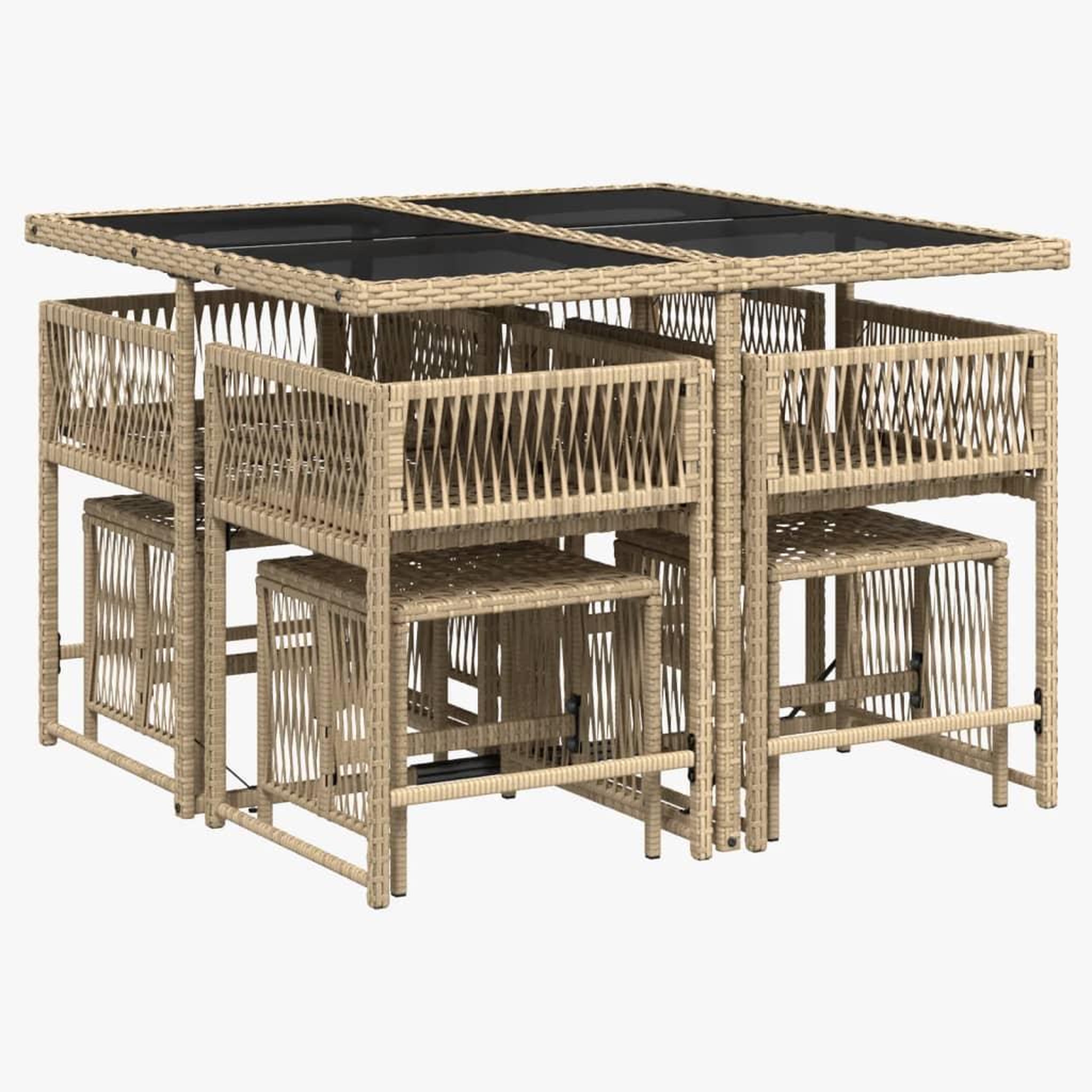 Voir la diapositive 3 : VIDAXL Ensemble a manger de jardin et coussins 9 pcs beige Poly rotin