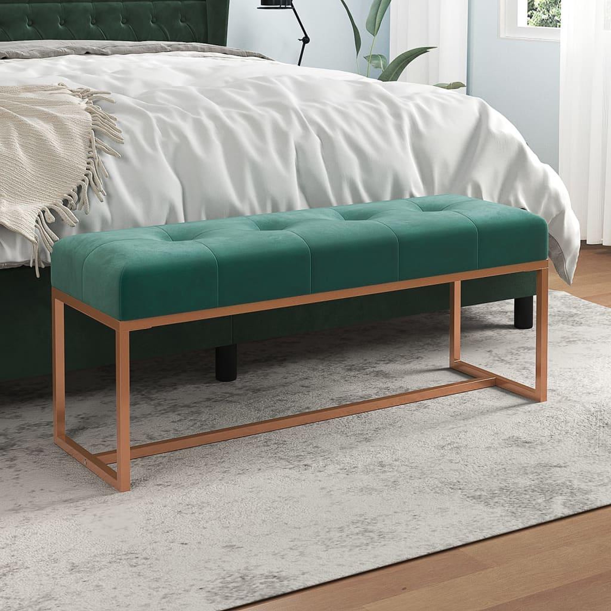 Voir la diapositive 1 : VIDAXL Banc Vert fonce 110x36x45 cm Velours