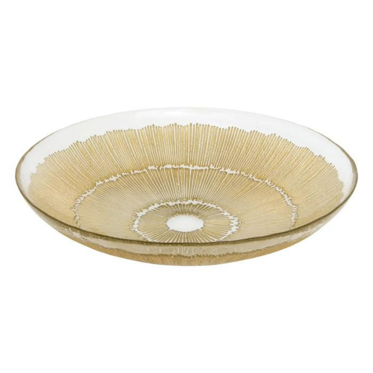 SECRET DE GOURMET Plat de Présentation en Verre  Celeste  30cm Doré