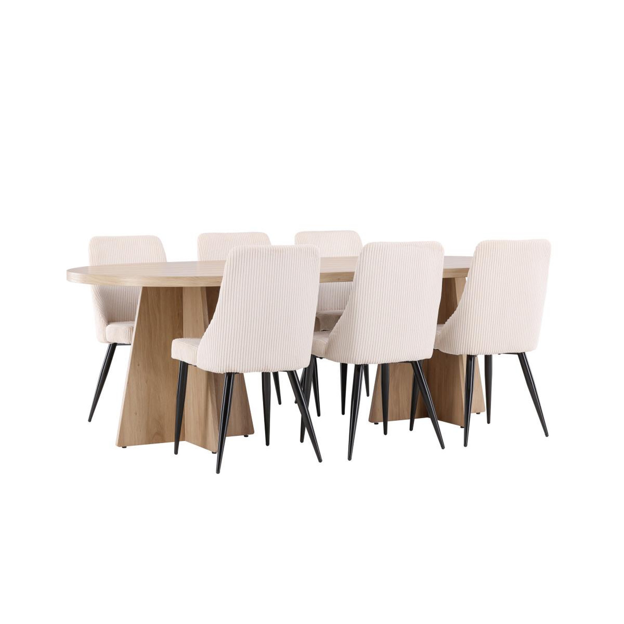 Voir la diapositive 6 : Paris Prix Ensemble table à manger & 6 chaises  bootcut & leone  230cm naturel & beige