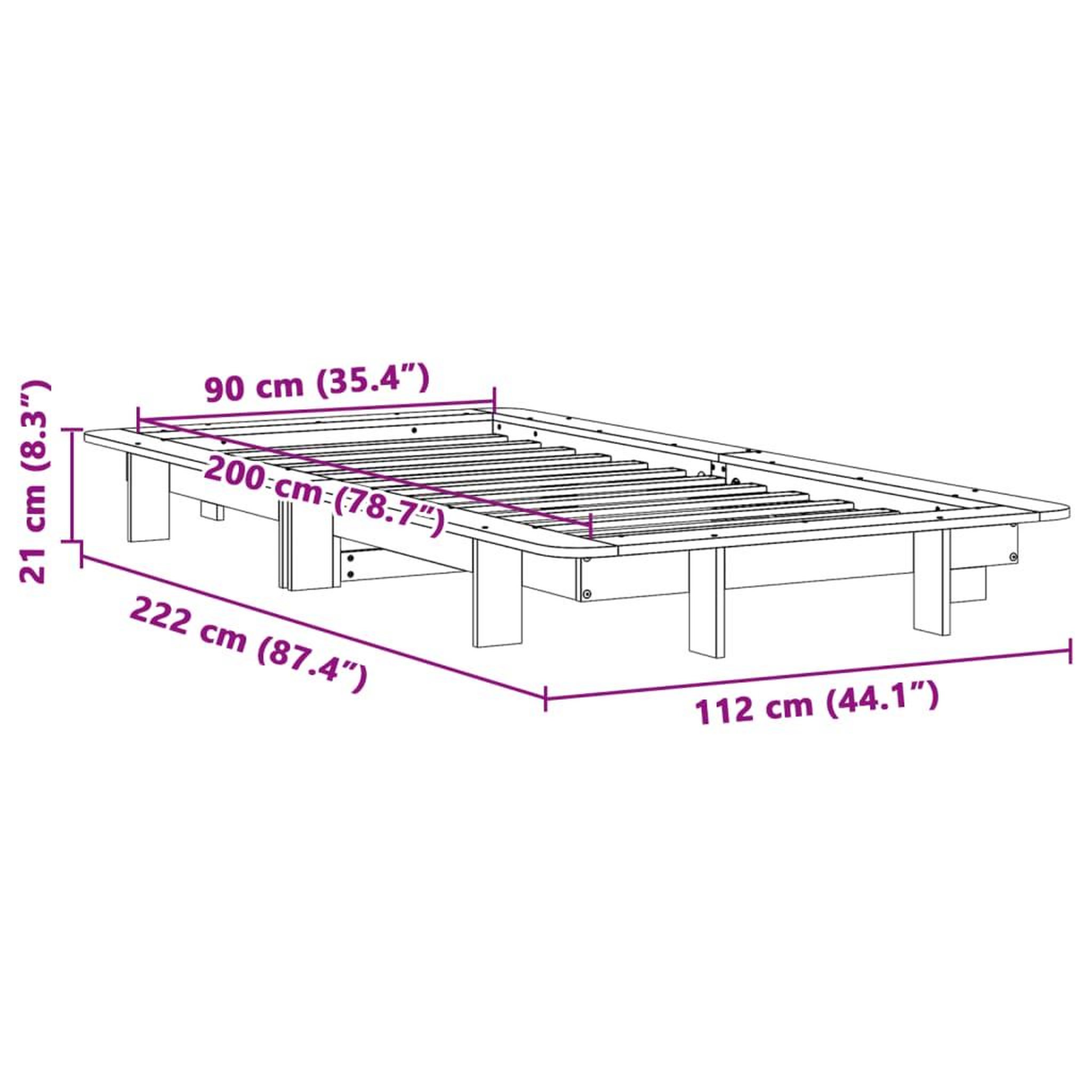 Voir la diapositive 6 : VIDAXL Cadre de lit sans matelas cire marron 90x200 cm bois pin massif