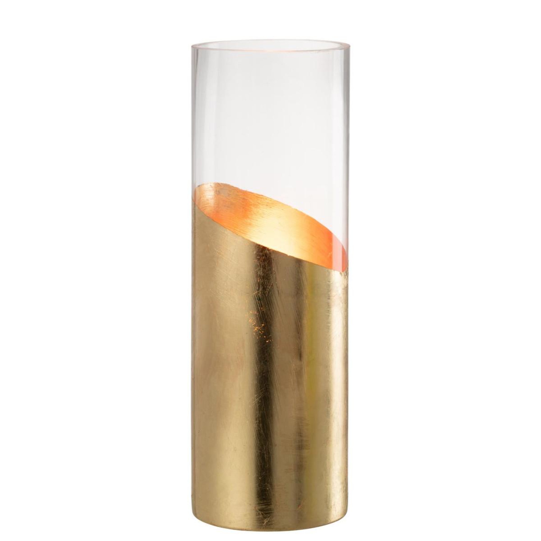 Voir la diapositive 2 : J-LINE Photophore Design en Verre  Moa  30cm Transparent & Or