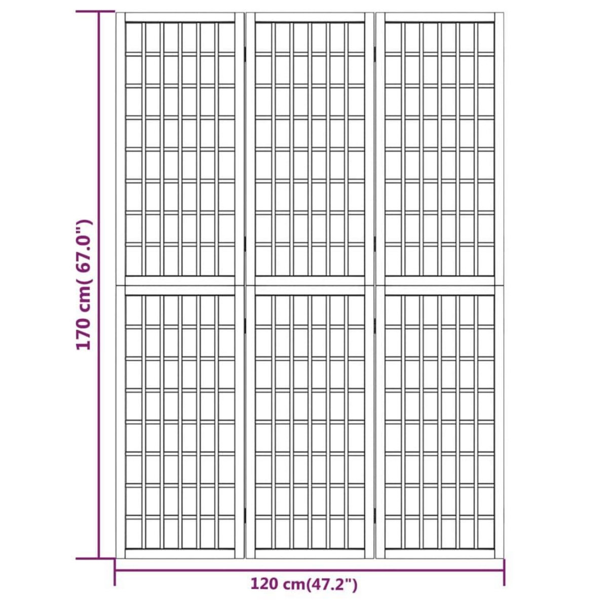 VIDAXL Cloison de separation pliable 3 panneaux 120x170 cm